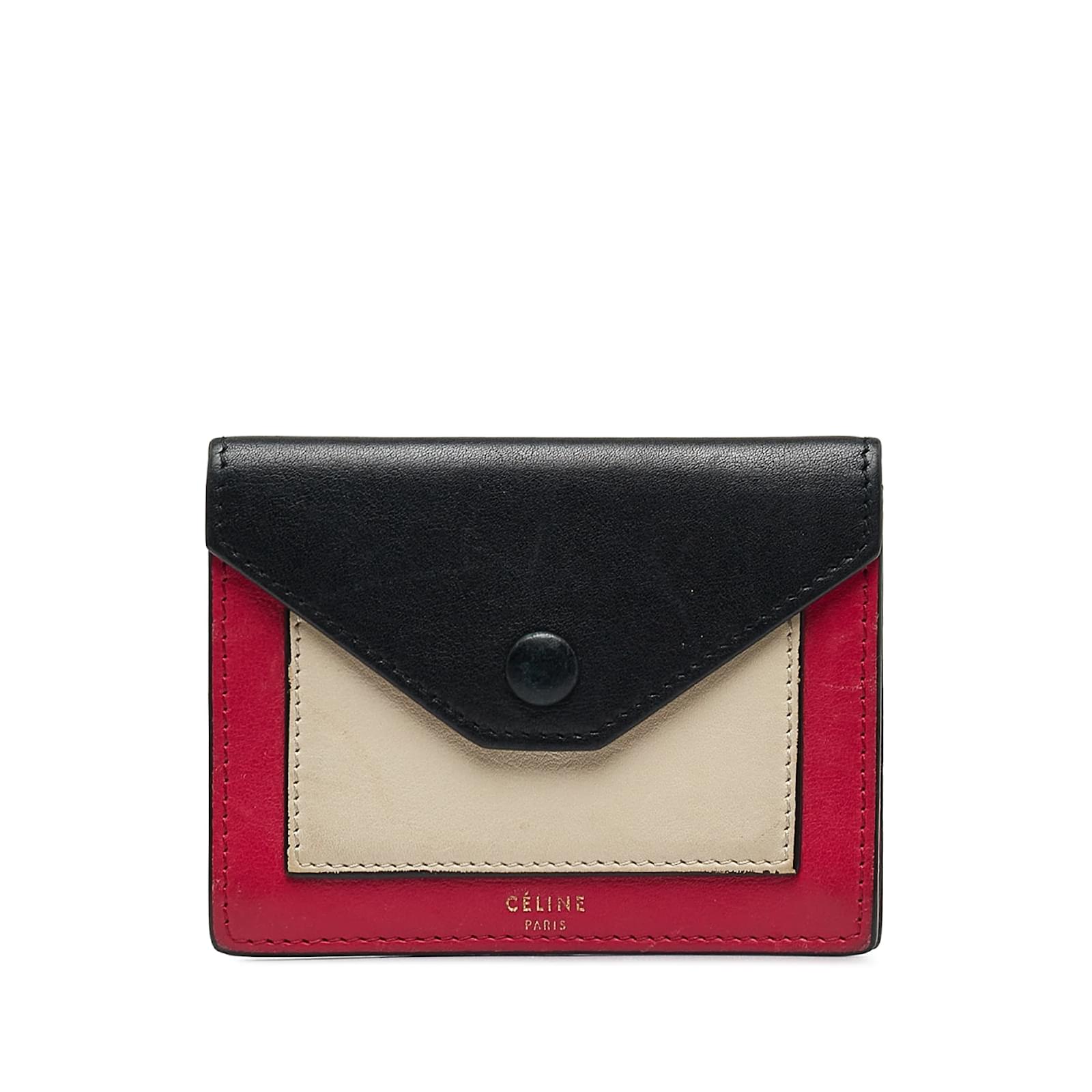 Celine Black Celine Pocket Tricolor Envelope Wallet Leather ref.1134430 Joli Closet