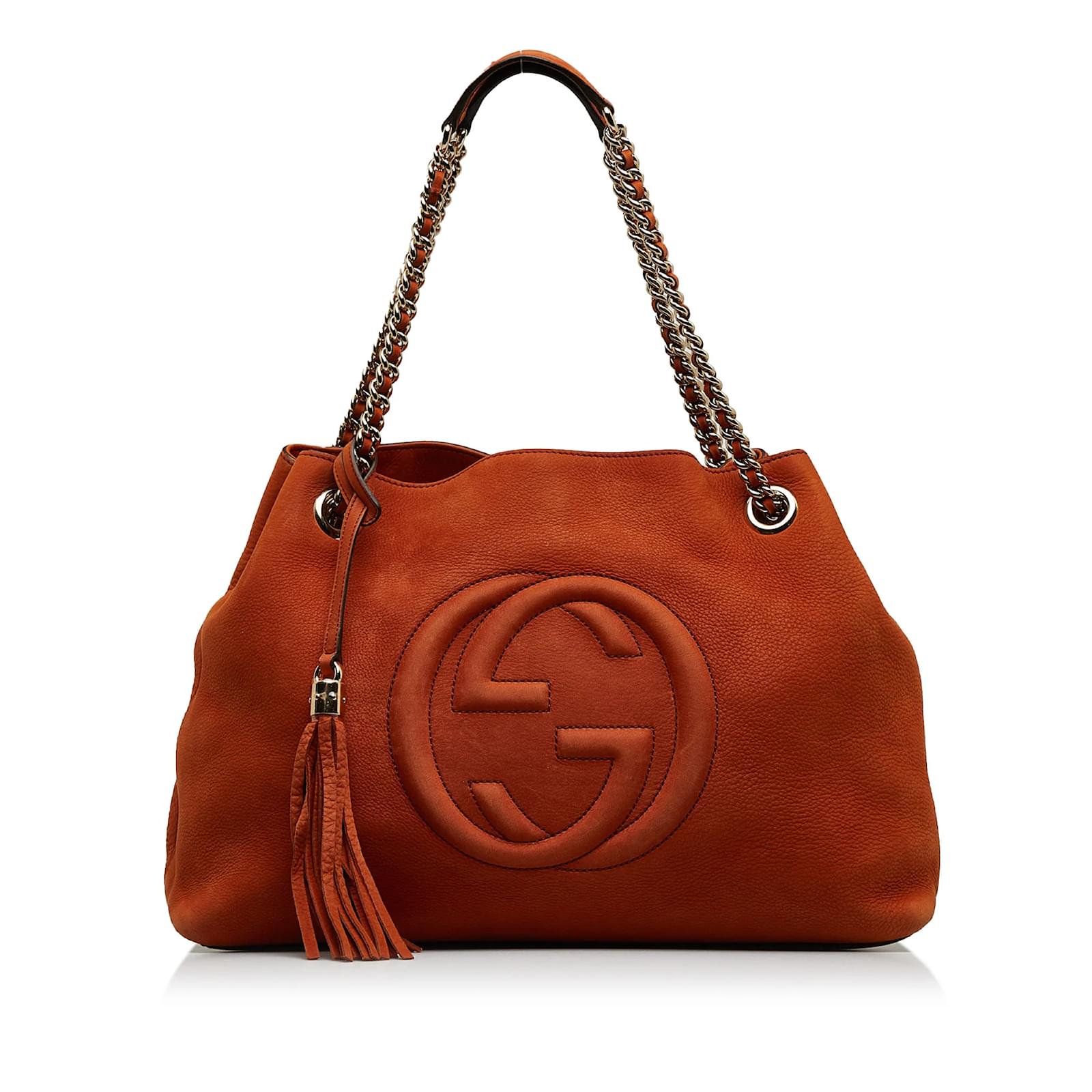 GUCCI #36716 Orange Soho Calfskin Leather Medium Chain-Strap Tote Bag – ALL  YOUR BLISS