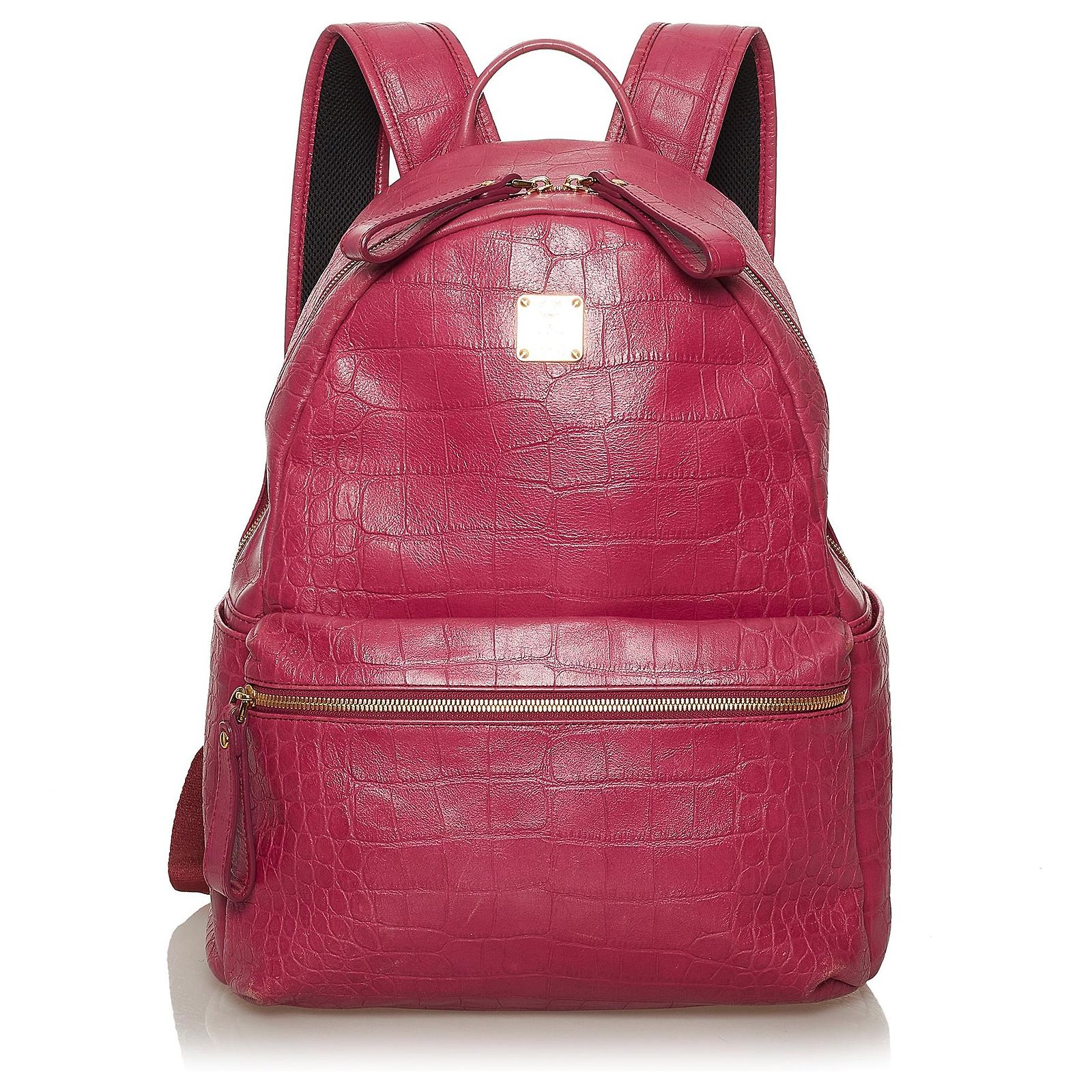 Metallic Pink Embossed Leather Backpack Buy Set of 2pcs Pink Faux Leather Embossed Pattern Duffle  main image 4