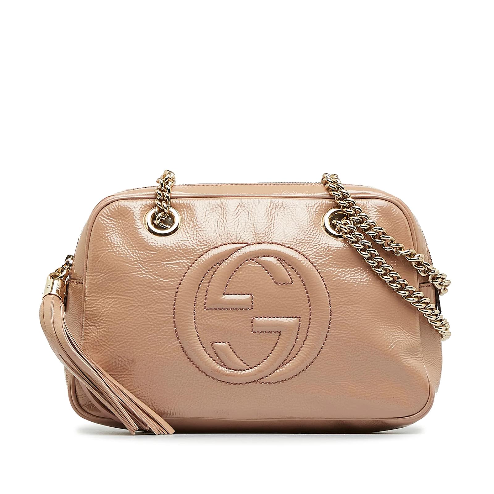 Pink Gucci Soho Chain Patent Leather Shoulder Bag