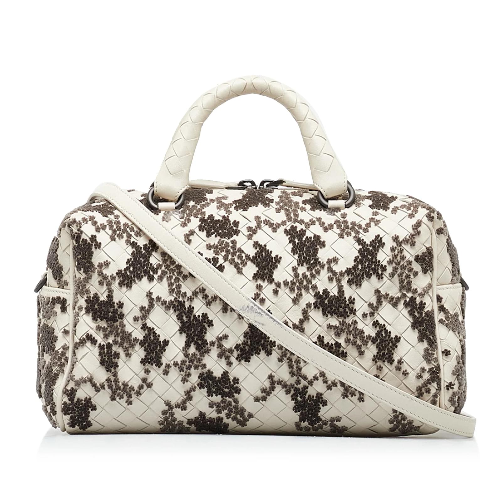 White Bottega Veneta In Mist Intrecciato Flocked Velvet Bouquet