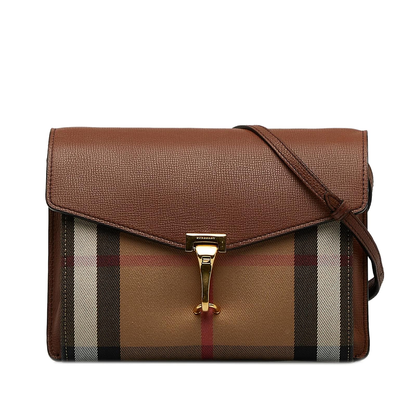 Small leather and on sale house check crossbody bag