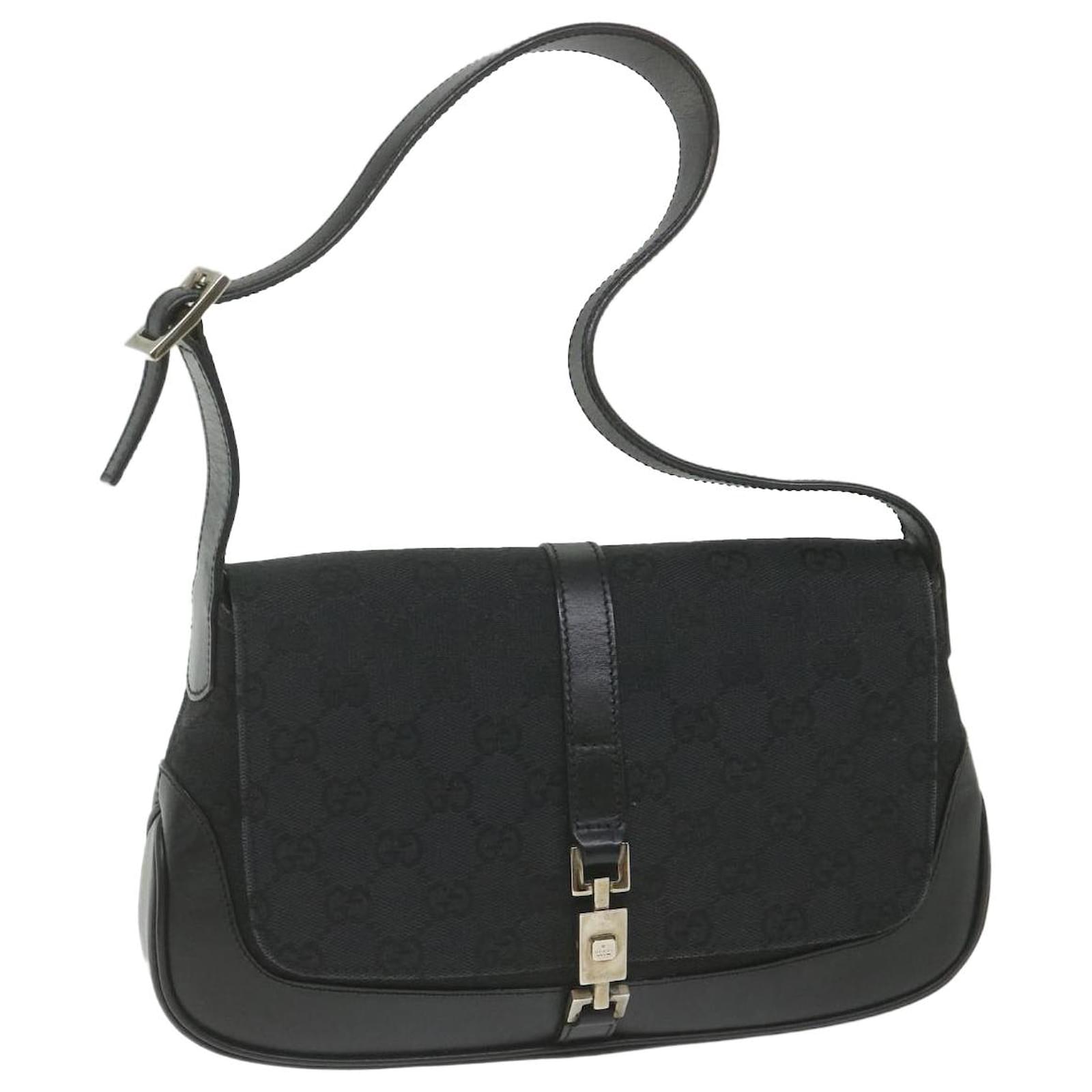3058　こちらは専用です GUCCI GG Canvas Jackie Shoulder Bag Black 001 3824 002058