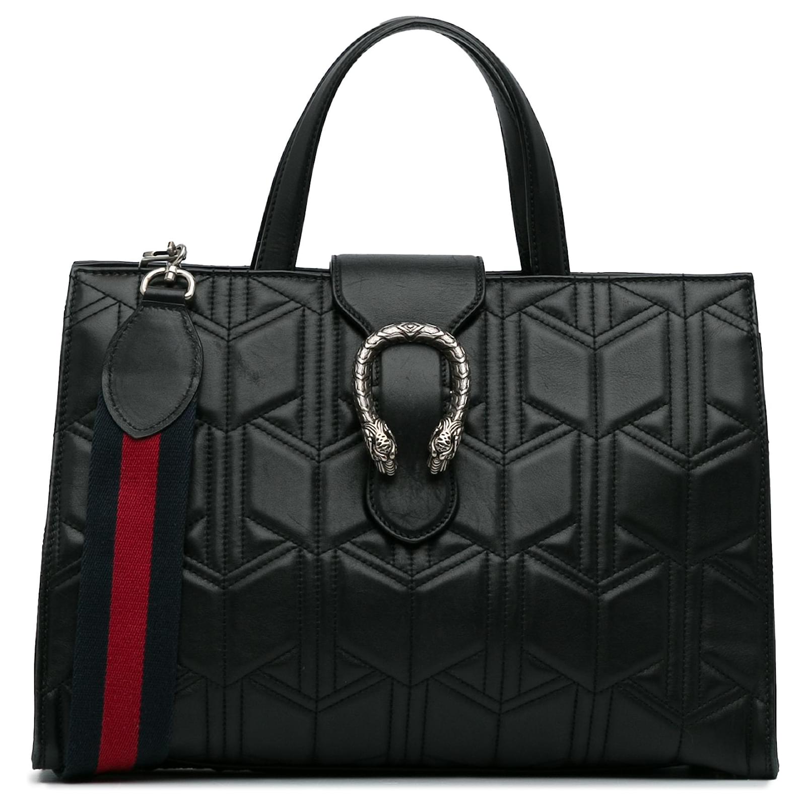 Gucci Black Quilted Dionysus Web Satchel Leather Pony-style calfskin ...