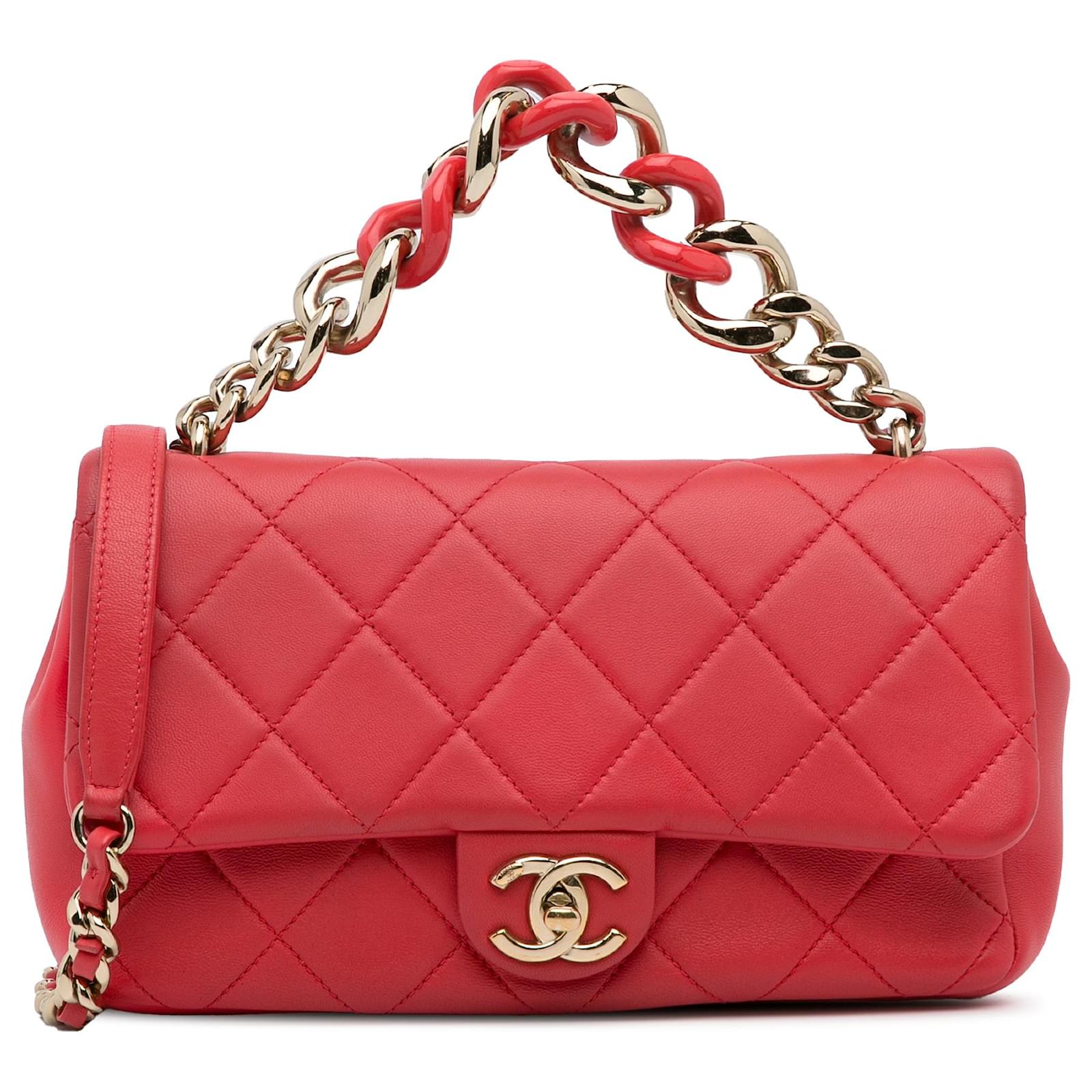 Chanel red discount small flap bag