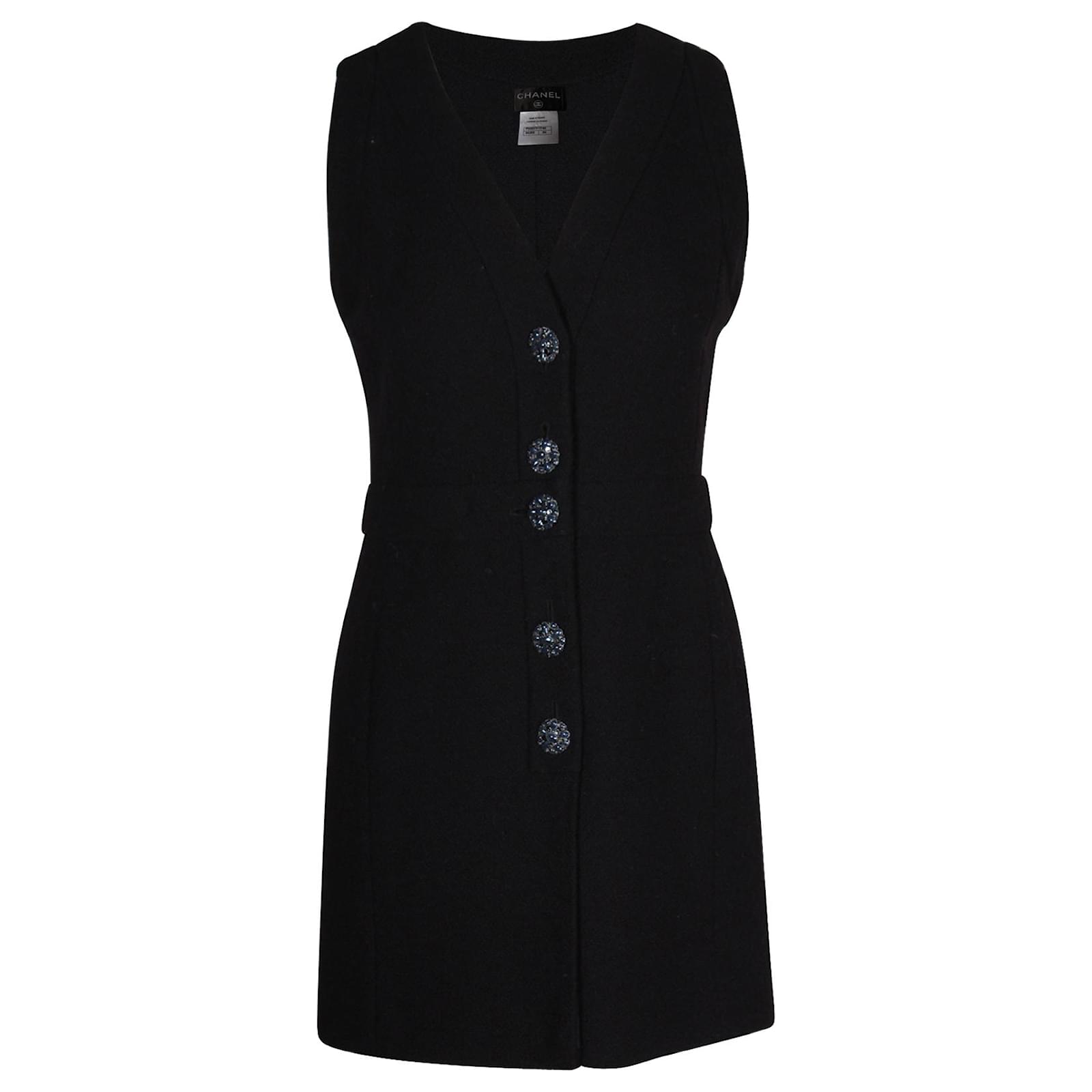 Chanel Boucle Sleeveless Mini Dress in Black Wool ref.1138323 - Joli Closet