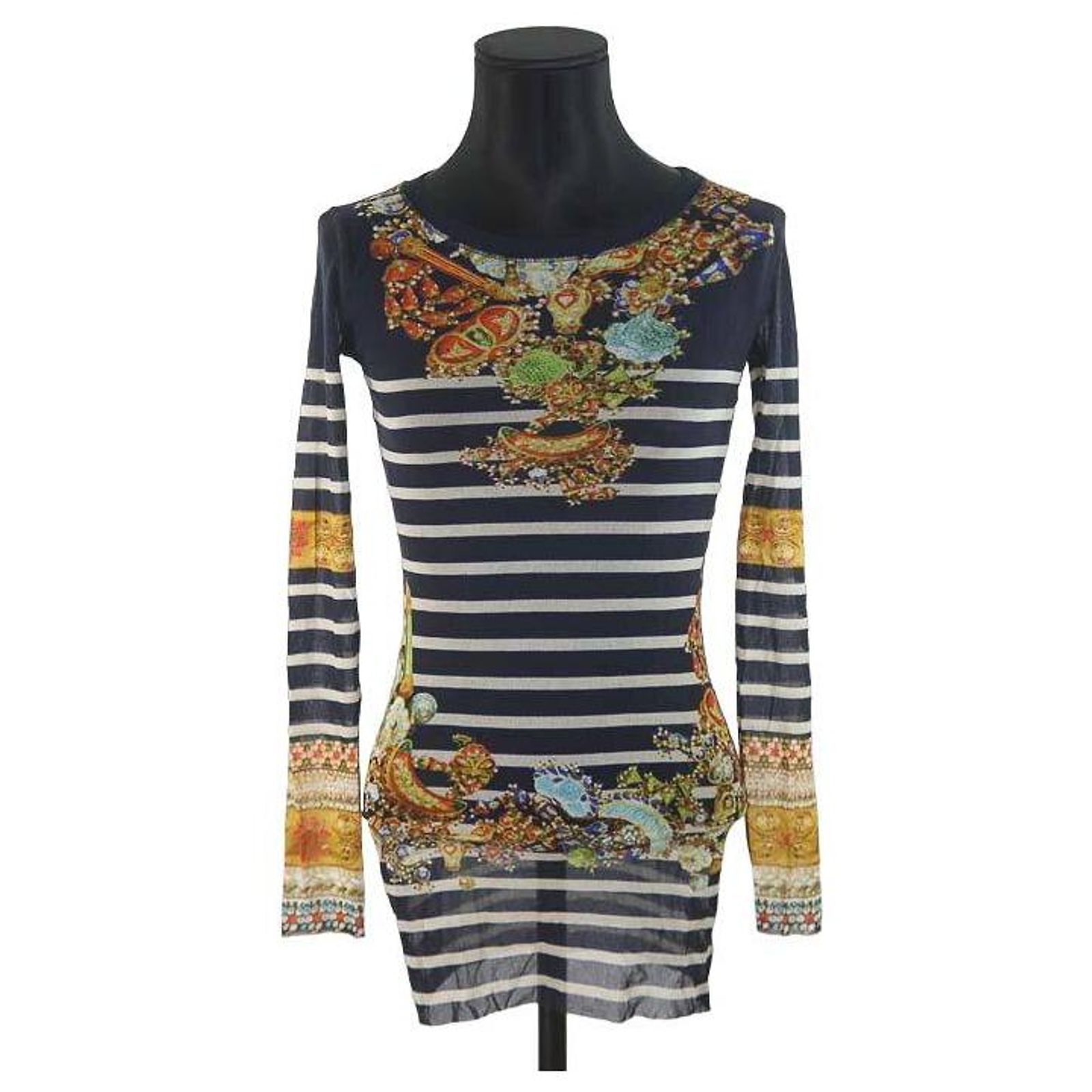 Top Vintage Jean-Paul Gaultier 1992 - Motif Faces Tricolore En Mesh, Taille Unique, Excellent état