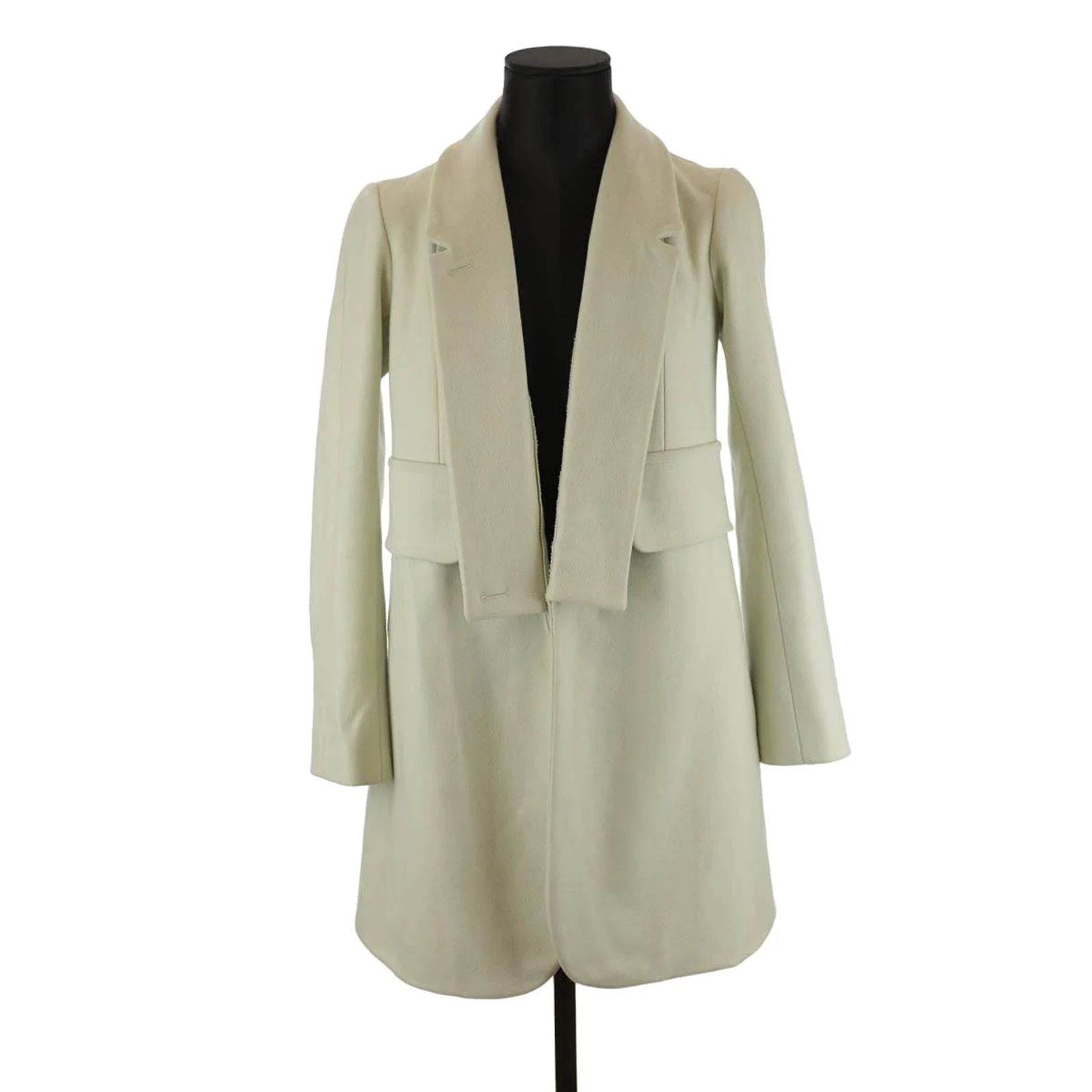 Manteau D'hiver Long Sonia Rykiel - 100% Laine Gris Chiné - Taille 46 (XL) - Occasion Parfait état
