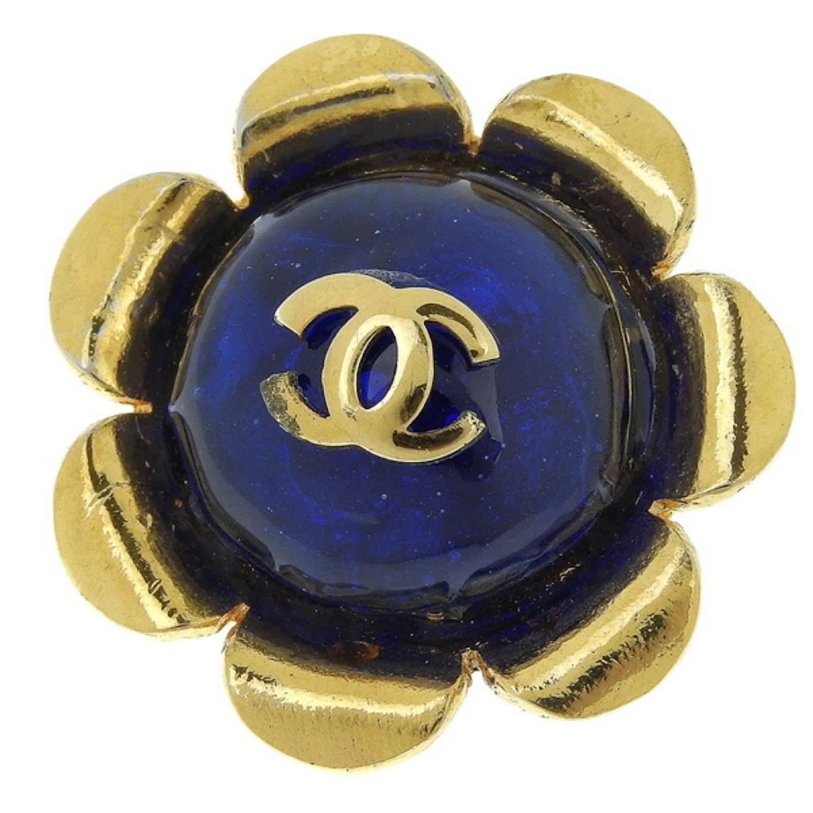 CHANEL Gold Plated L22P COCO Mark BOY Pin Stone 2-piece set Brooch Accessories gold