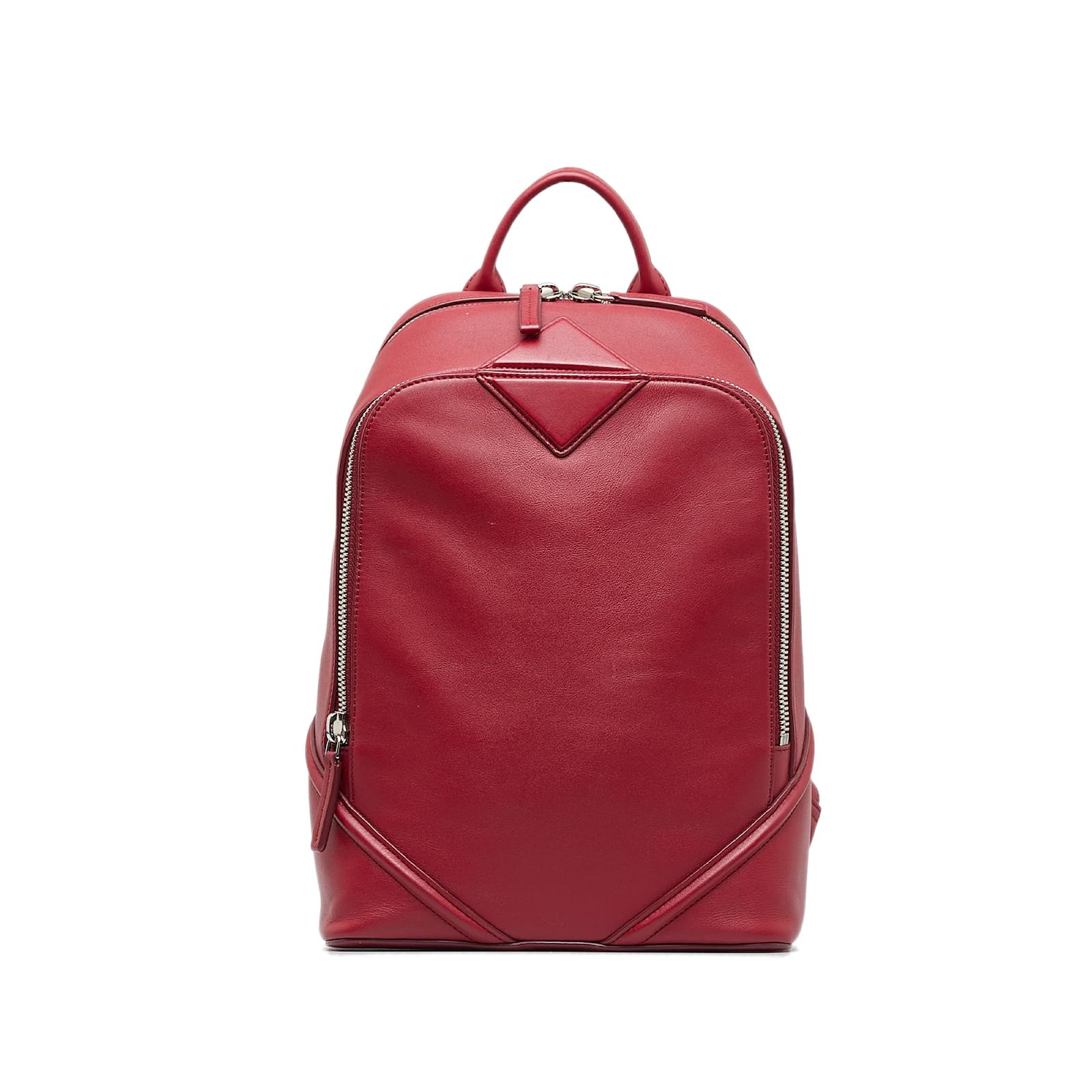 Mcm red discount leather backpack