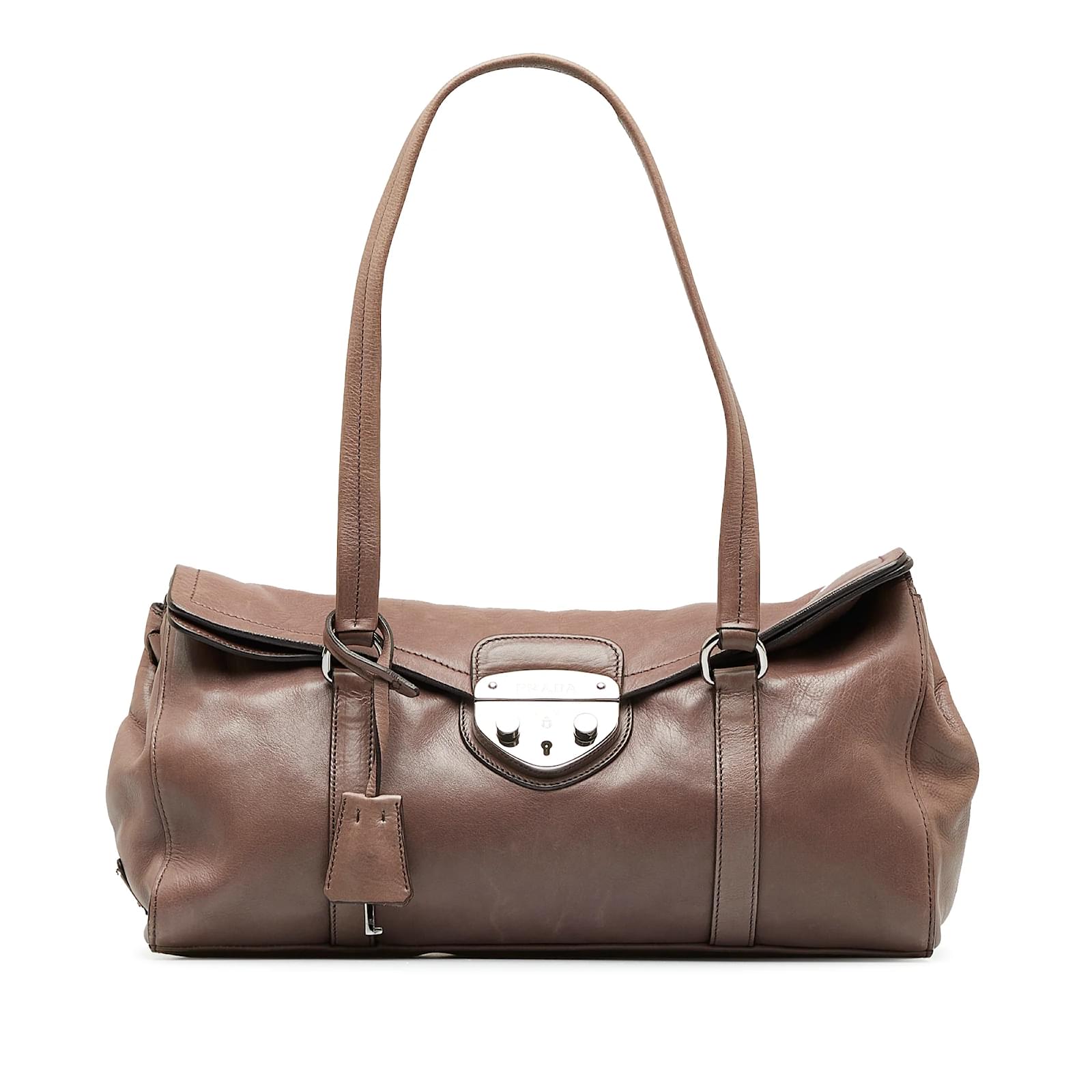 Brown Prada Sound Lock Shoulder Bag Leather ref.1149442 Joli Closet