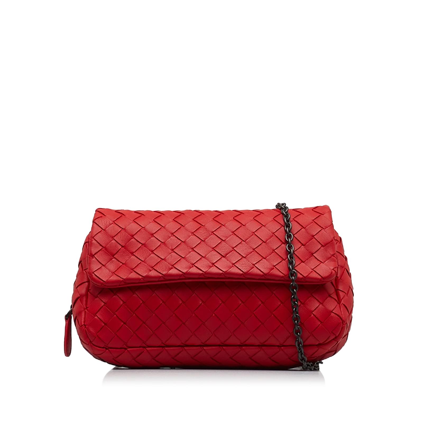若者の大愛商品 Red Leather Bag Crossbody Flap Intrecciato Veneta Bottega バッグ