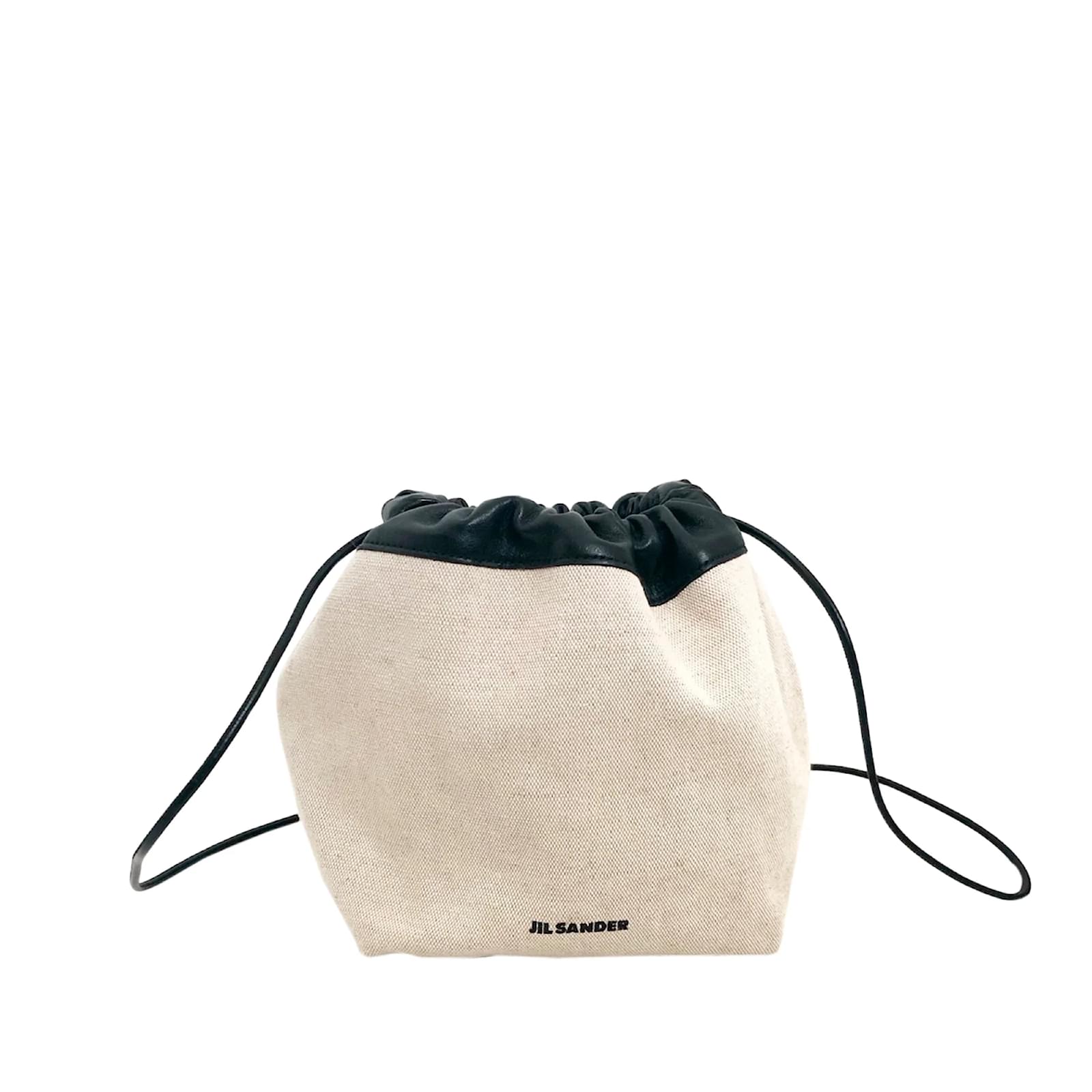 White Jil Sander Mini Dumpling Bucket Bag Leather ref
