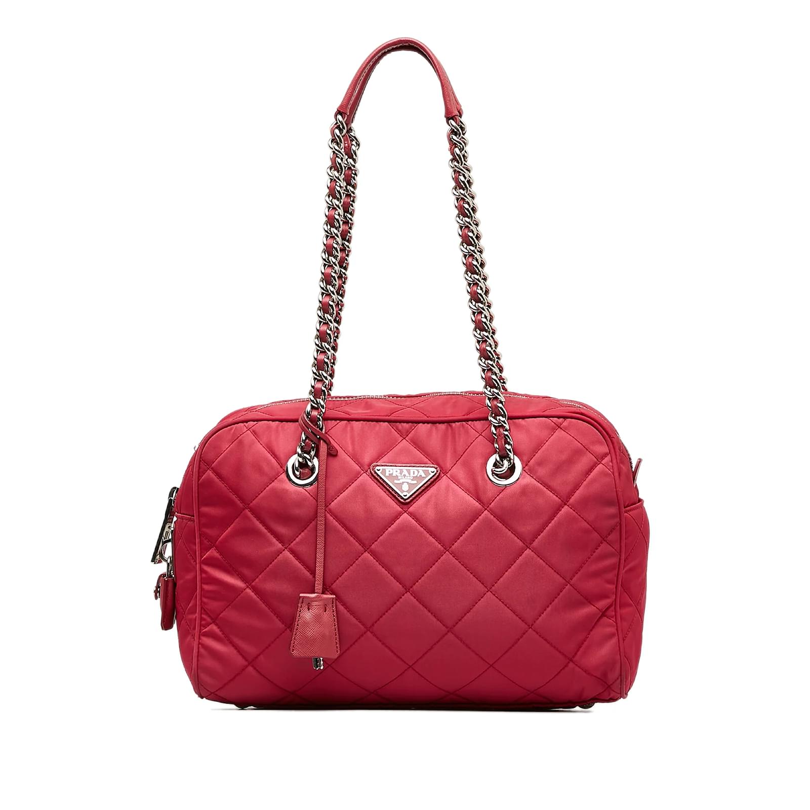 Red Prada Tessuto Impuntu Shoulder Bag Leather ref.1151083 - Joli