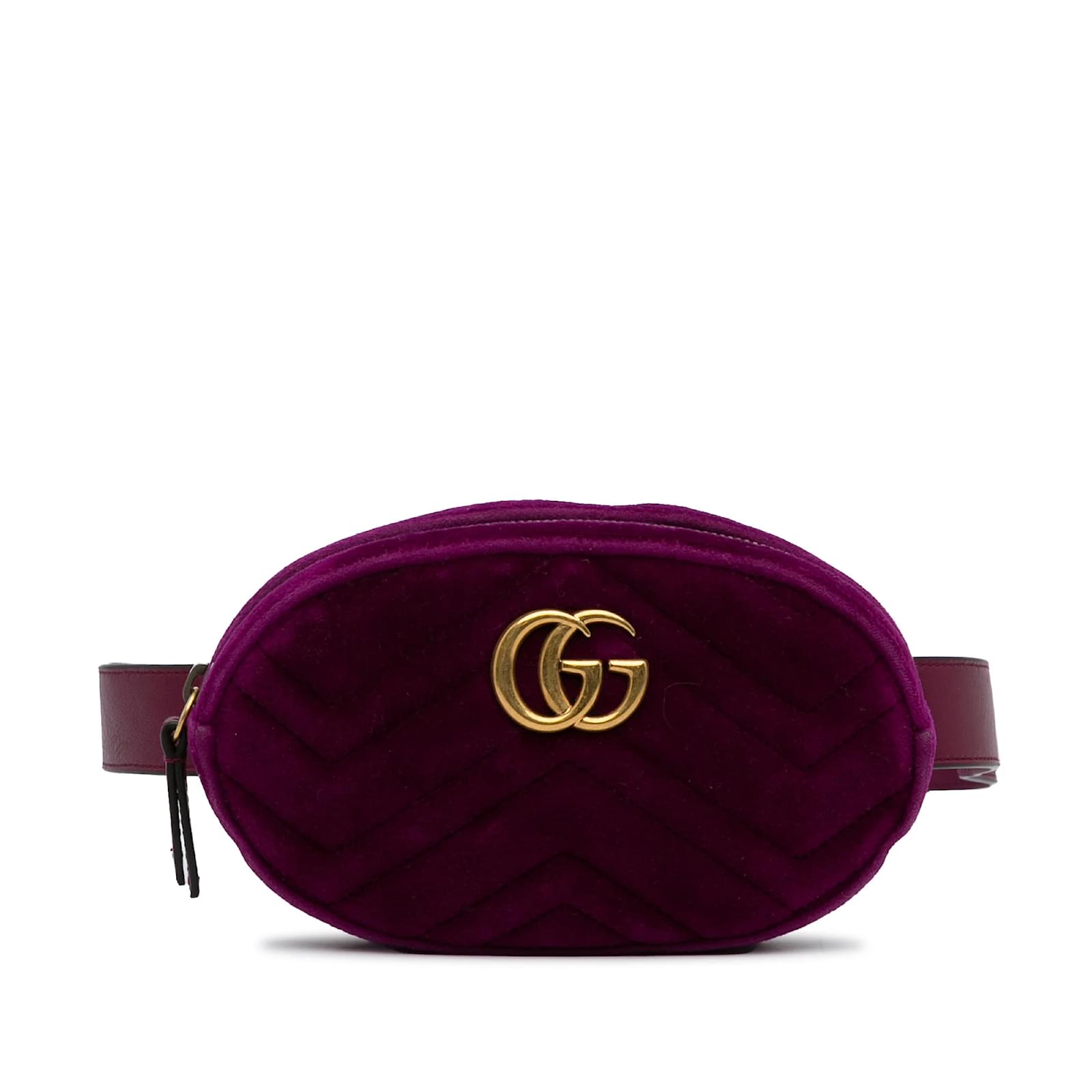 Purple Gucci GG Marmont Velvet Belt Bag Leather ref.1151420 Joli