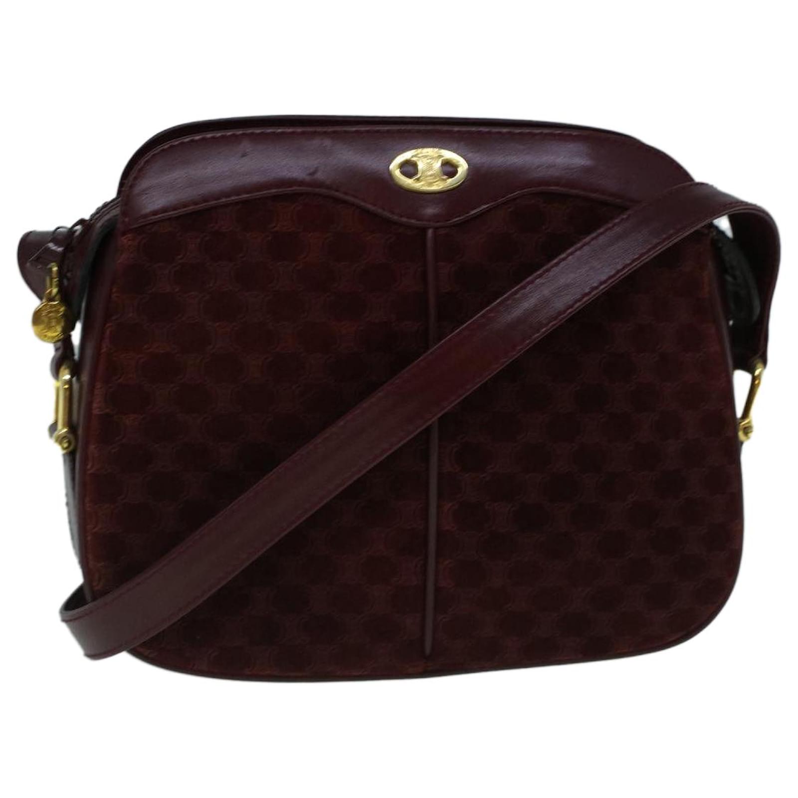 Céline CELINE Macadam Canvas Shoulder Bag Suede Bordeaux Céline CELINE Macadam Canvas Shoulder Bag Suede Bordeaux
