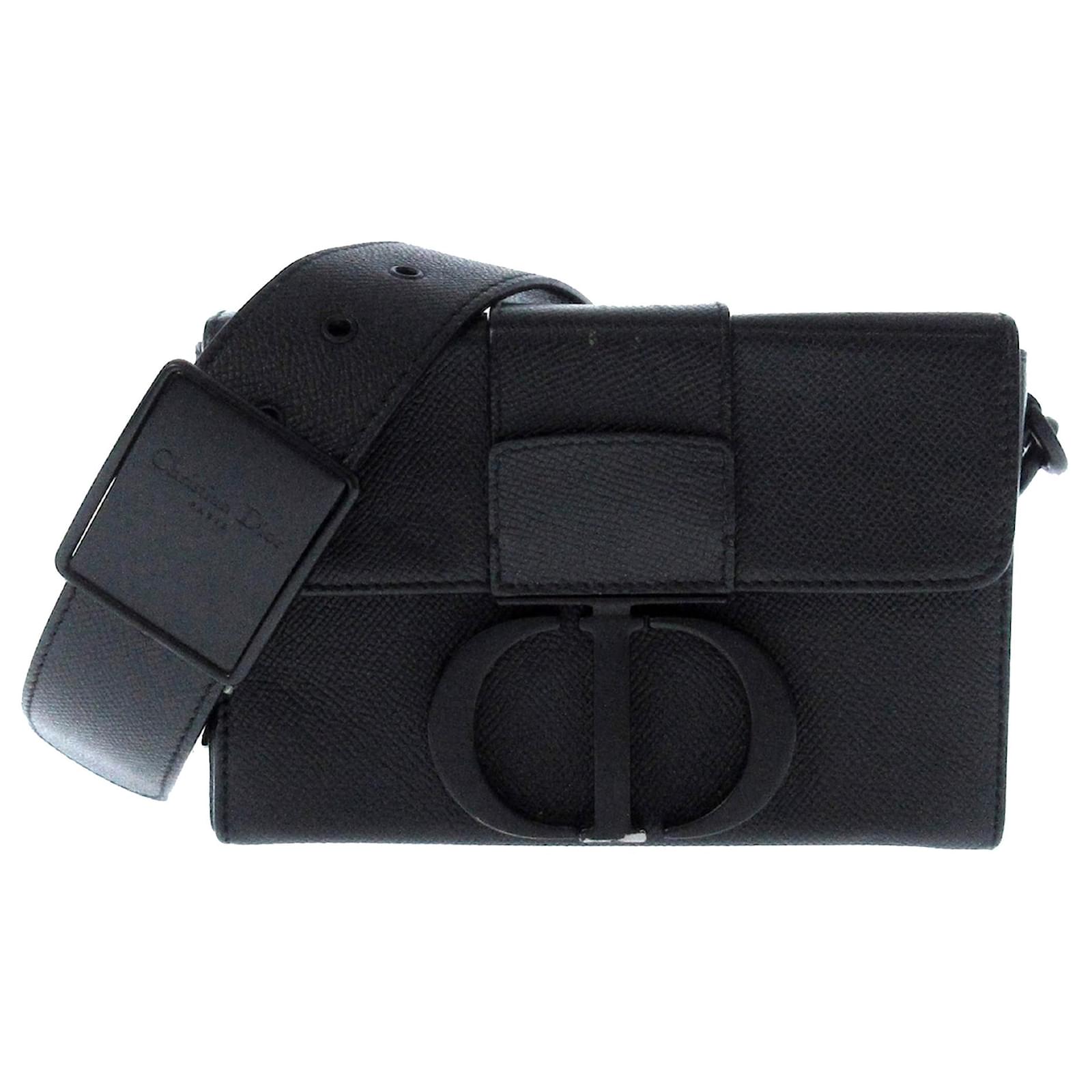 Dior Black Leather 30 MONTAIGNE BOX BAG Pony-style calfskin ref