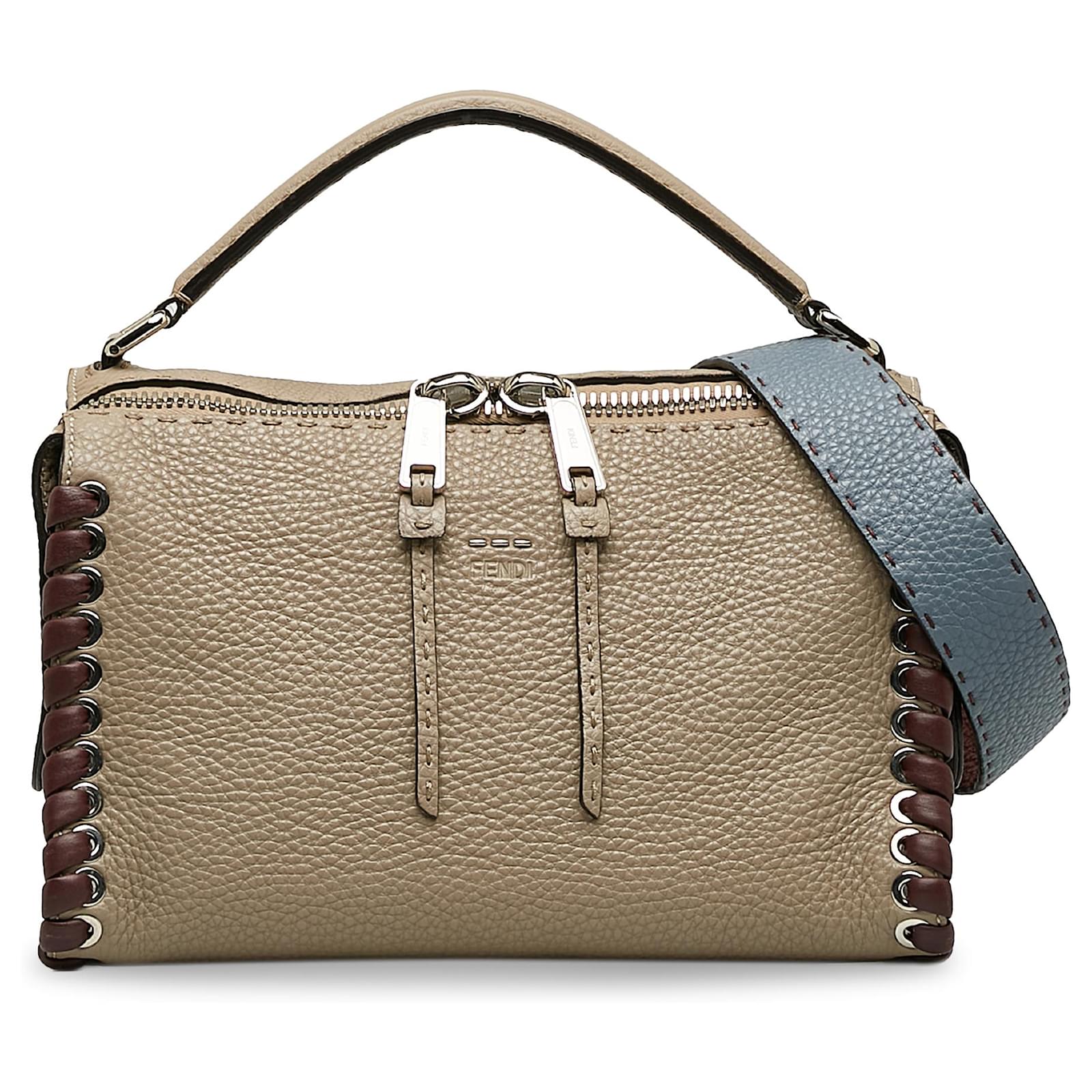 Fendi Brown Lei Selleria Whipstitch Satchel Leather Pony style calfskin ref.1154577 Joli Closet