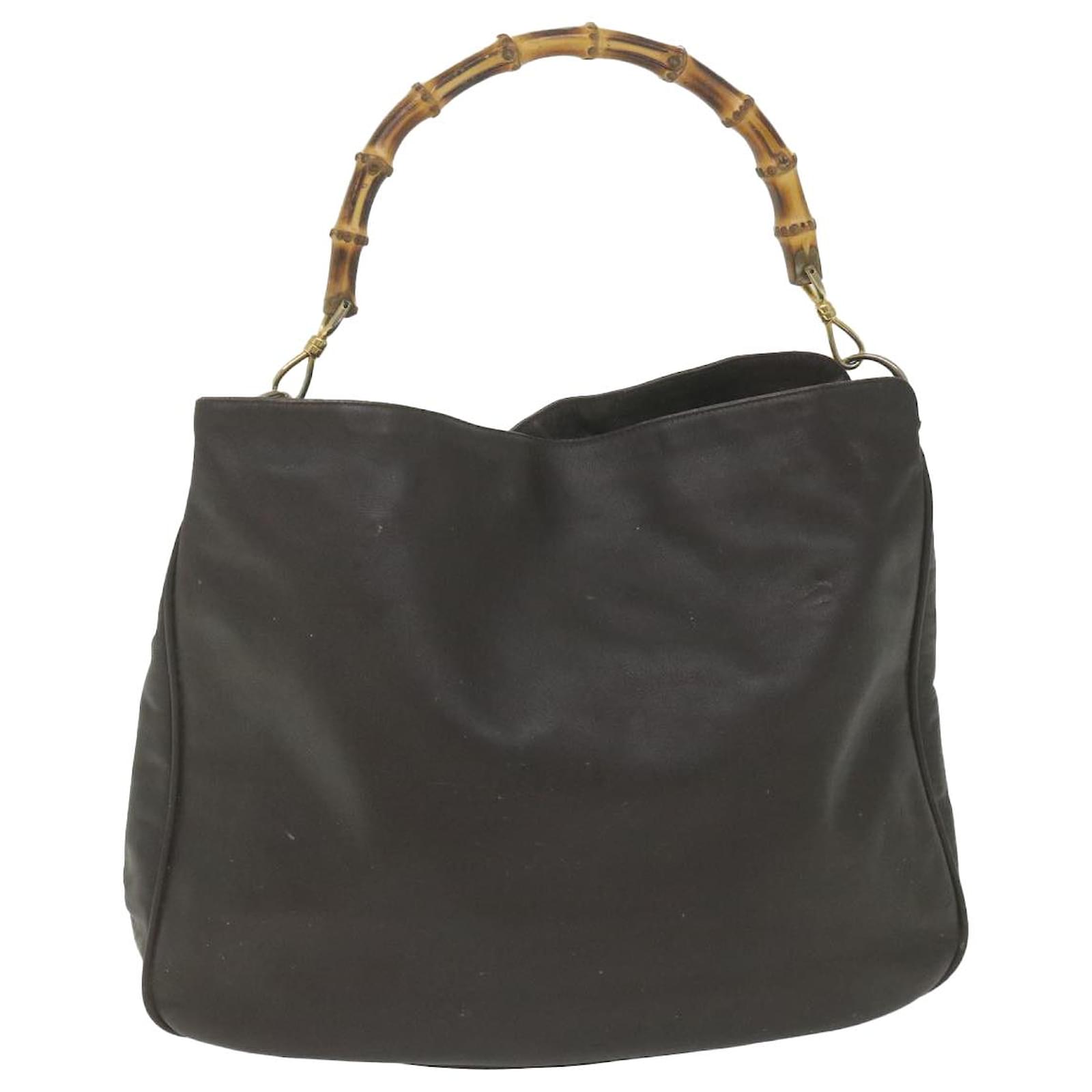 GUCCI Gucci bag handbag black red bamboo handle leather bicolor Nymphaea  basic office formal elegant | eLADY Globazone