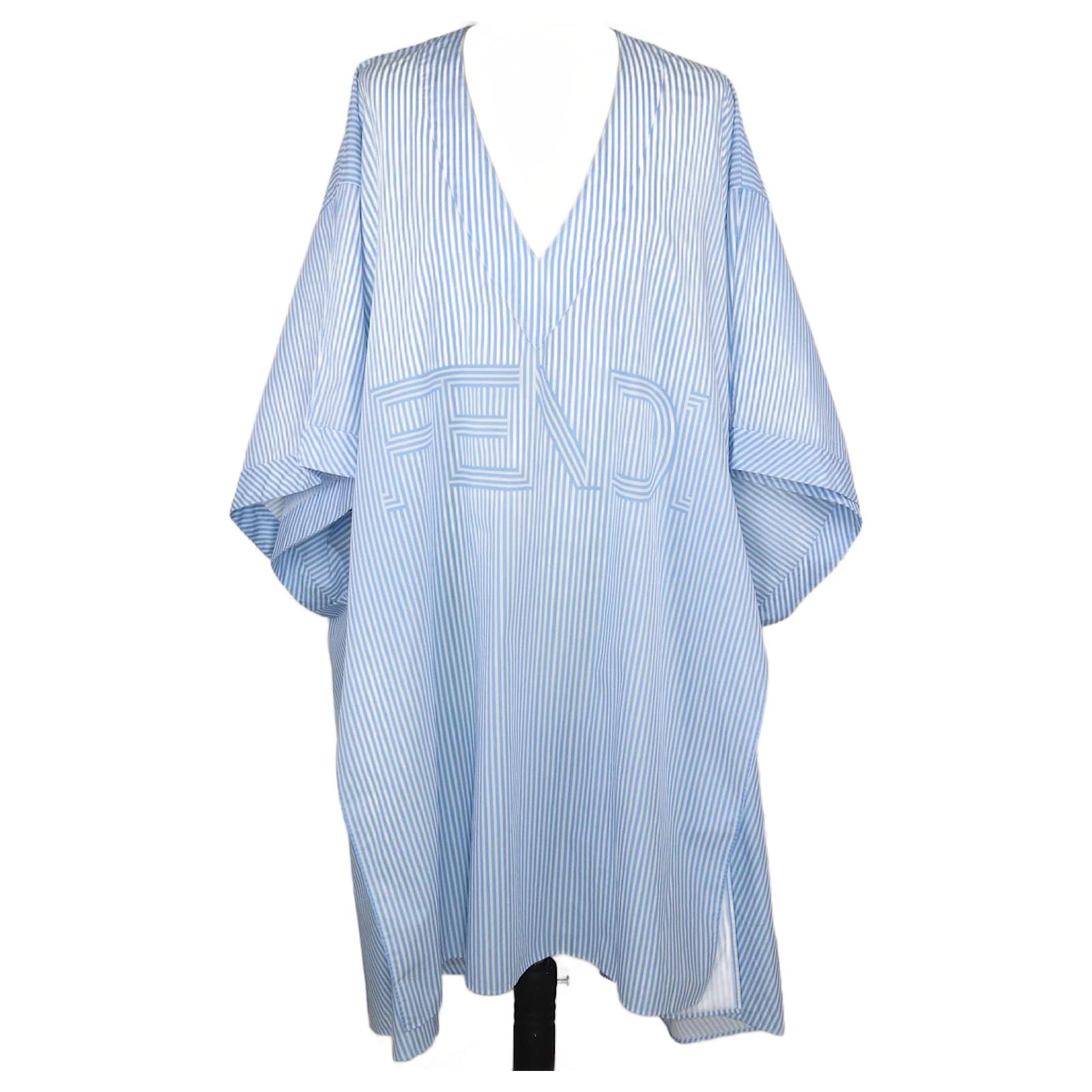 blue and white fendi dress Fendi Baby Girls Embroidered Logo Dress in Blue