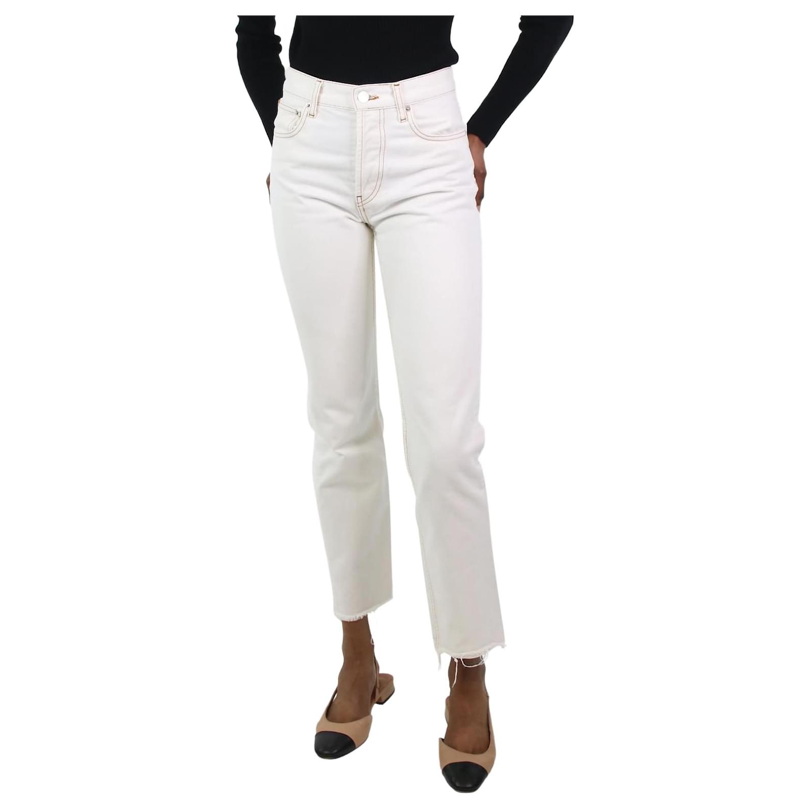 Anine Bing Jean droit blanc effet vieilli taille W25 Coton ref