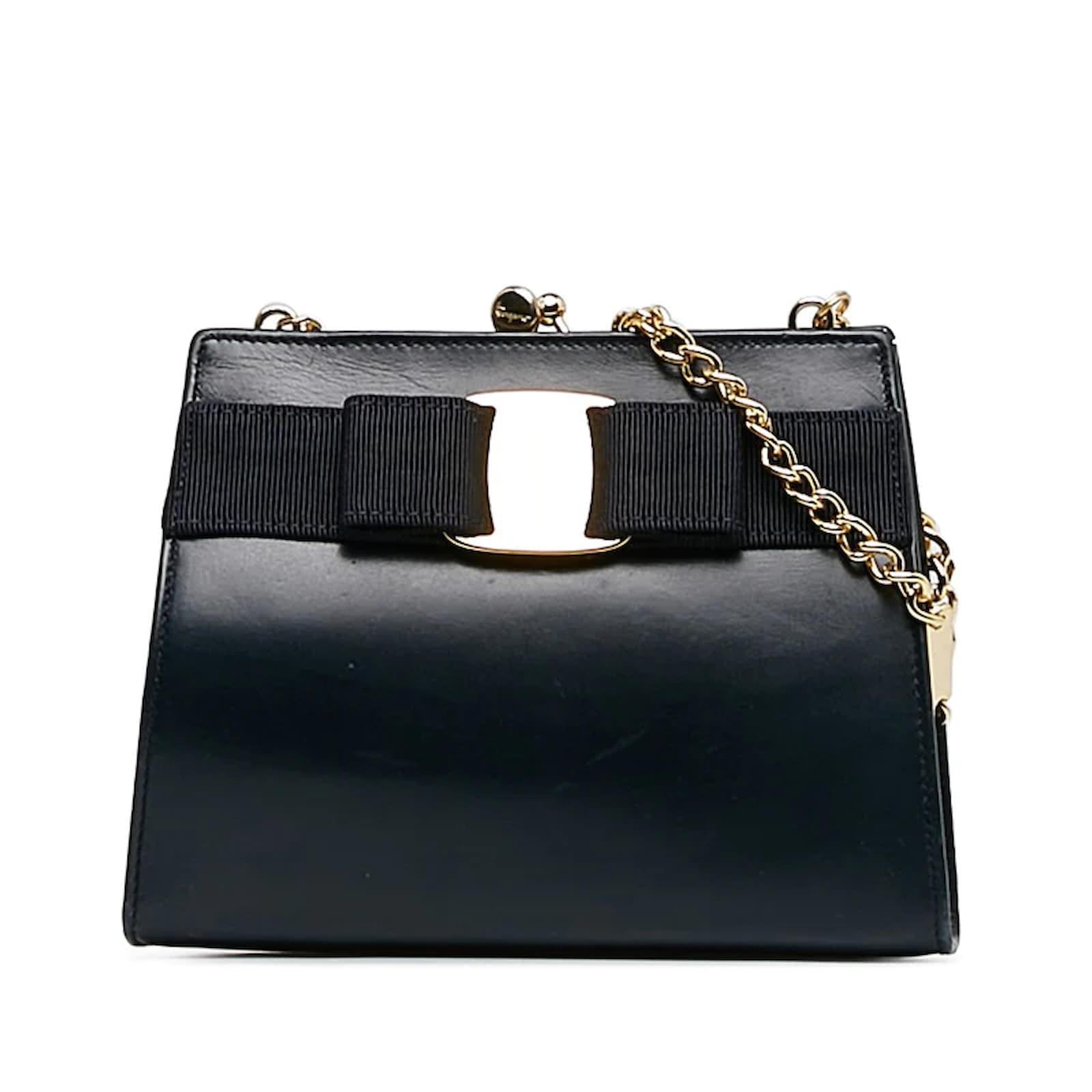 Salvatore Ferragamo Vara Ribbon Leather Chain Shoulder Bag