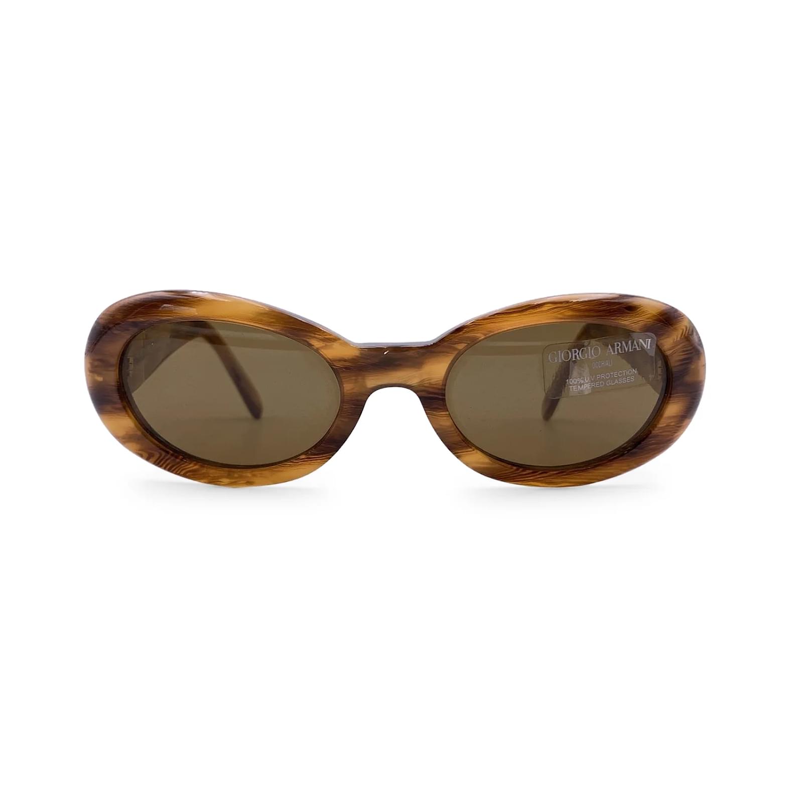 Giorgio Armani Vintage Beige Oval Sunglasses 943 188 140 mm Brown