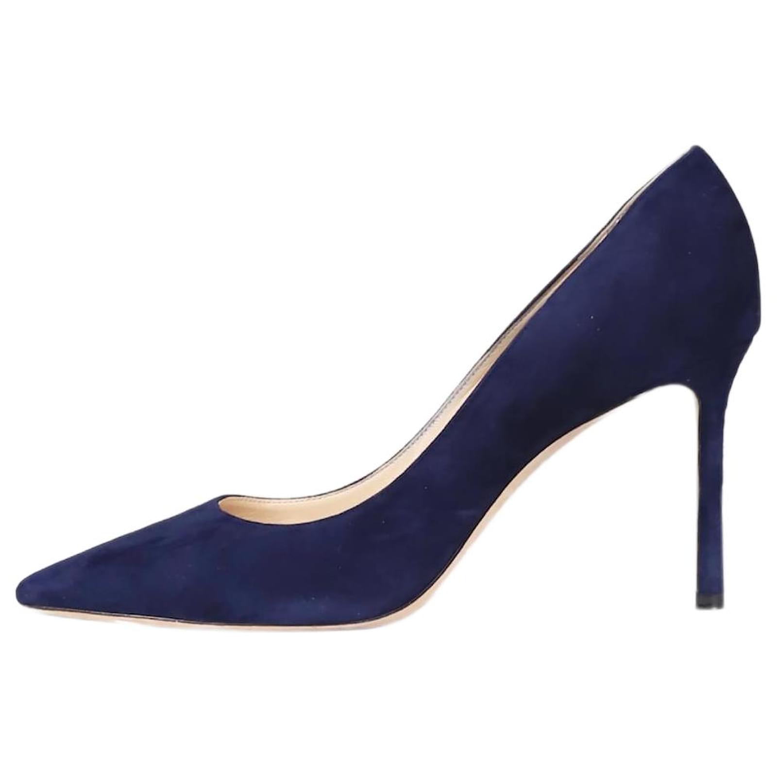 Jimmy Choo Scarpe con tacco a punta in pelle scamosciata blu scuro