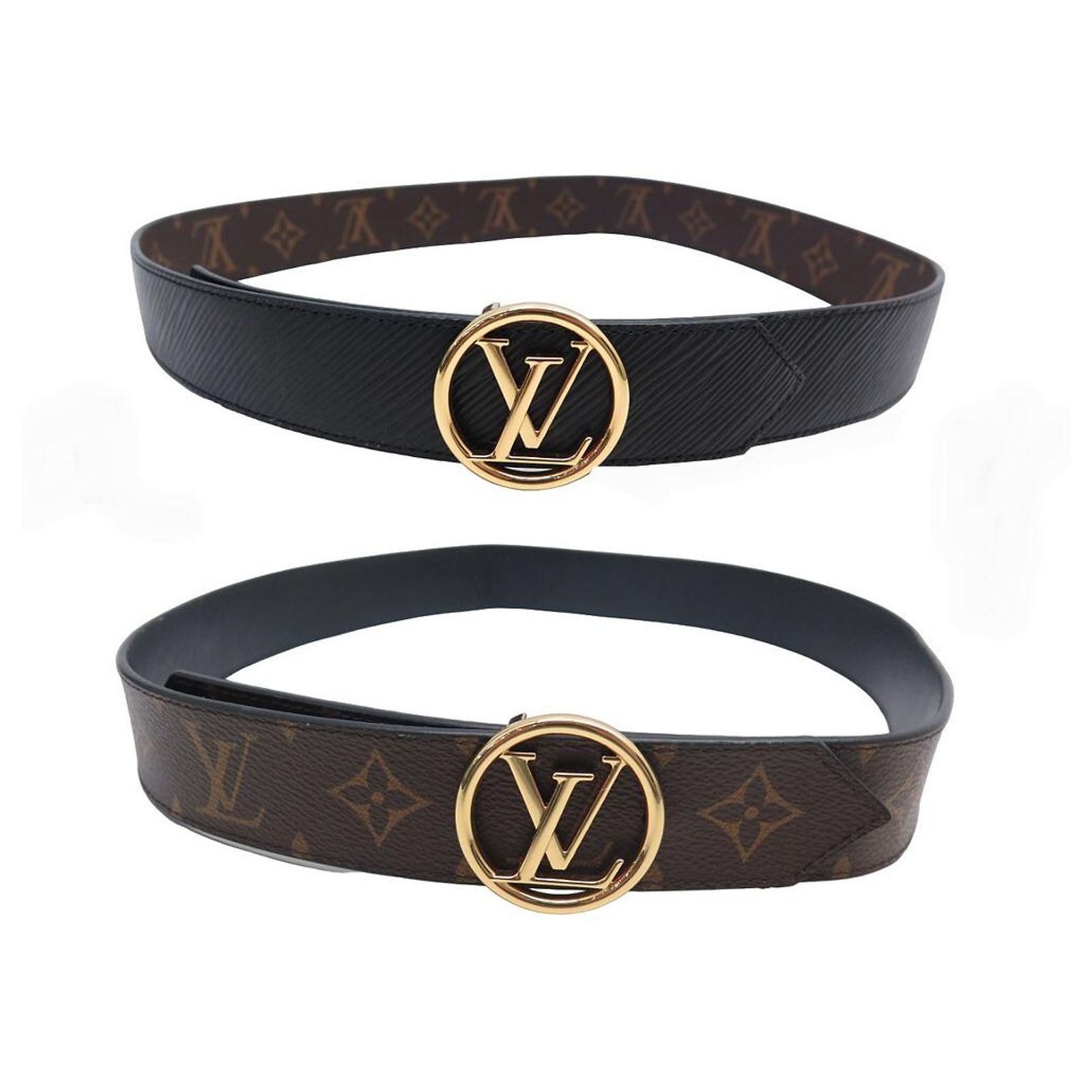 LOUIS VUITTON LV CIRCLE BELT 35MM REVERSIBLE LEATHER T 85 