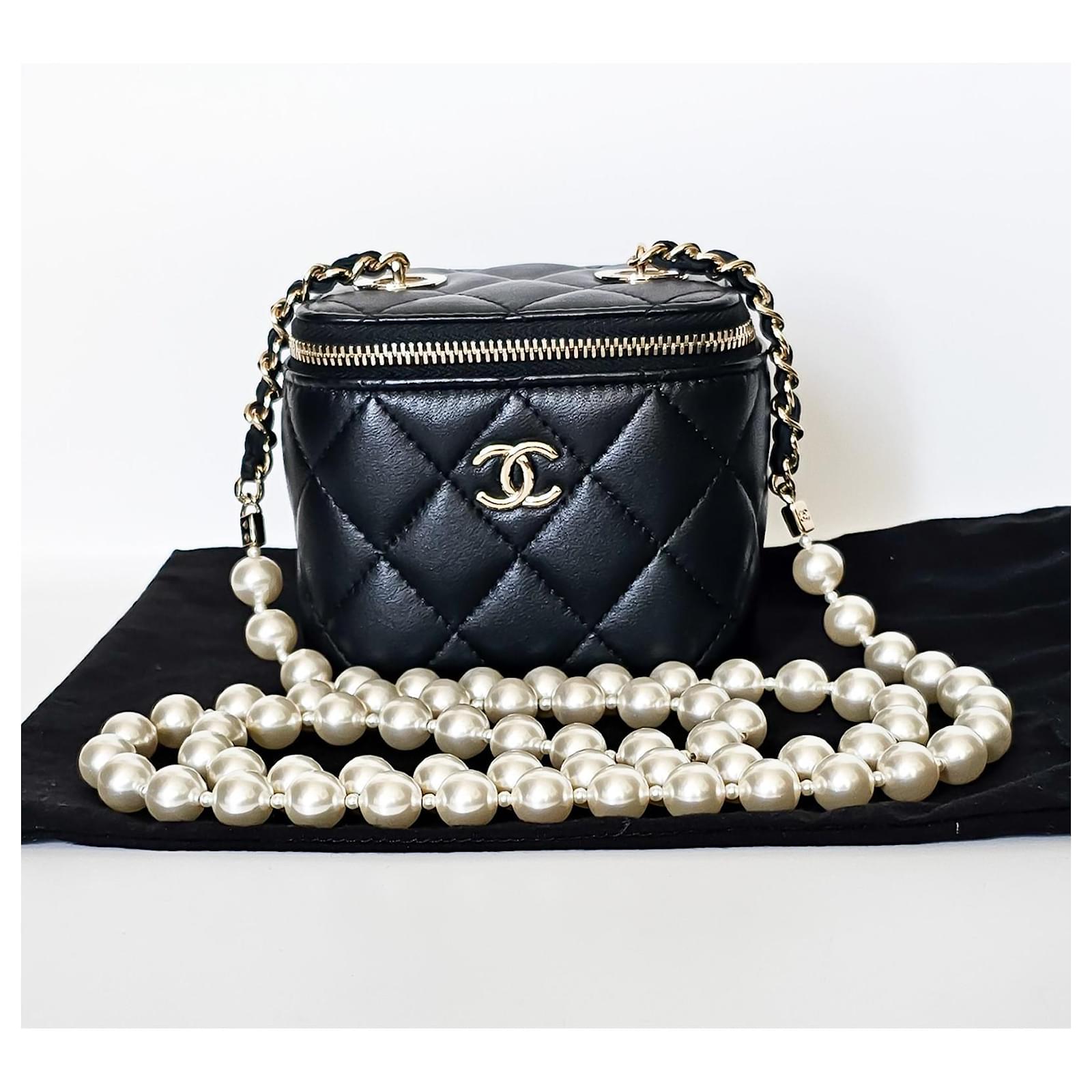 CHANEL バニティ パール Chanel vanity pearl Black Leather ref.1162314 - Joli Closet