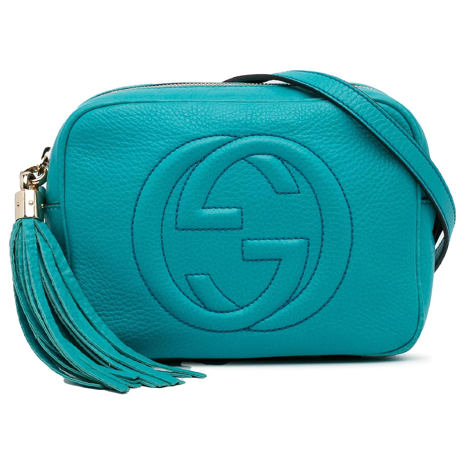 Bolso bandolera pequeño Soho Disco azul de Gucci Turquesa Cuero
