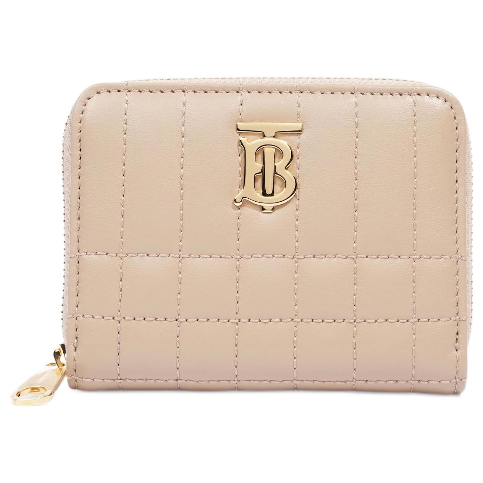 Burberry Quilted Leather Lola Zip Wallet Oat Beige Lambskin