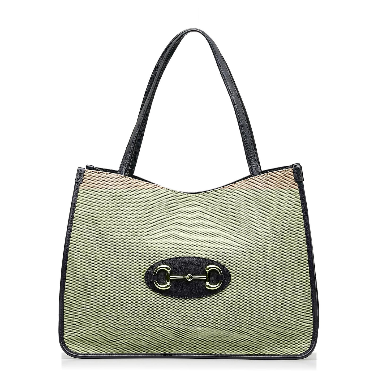 Beige Gucci Canvas Horsebit 1955 Tote Leather Joli