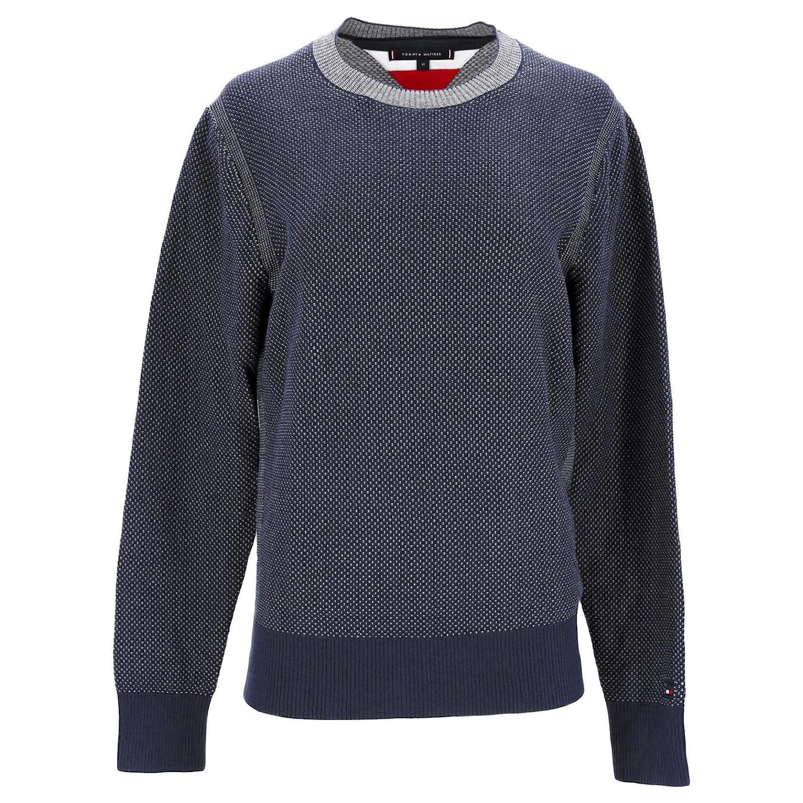 Pull col rond structuré blanc Tommy Hilfiger