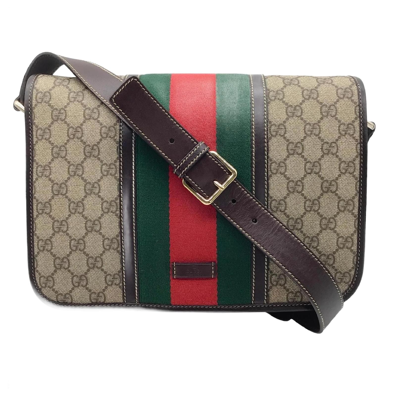 Gucci gg canvas messenger bag shoulder crossbody beige brown online