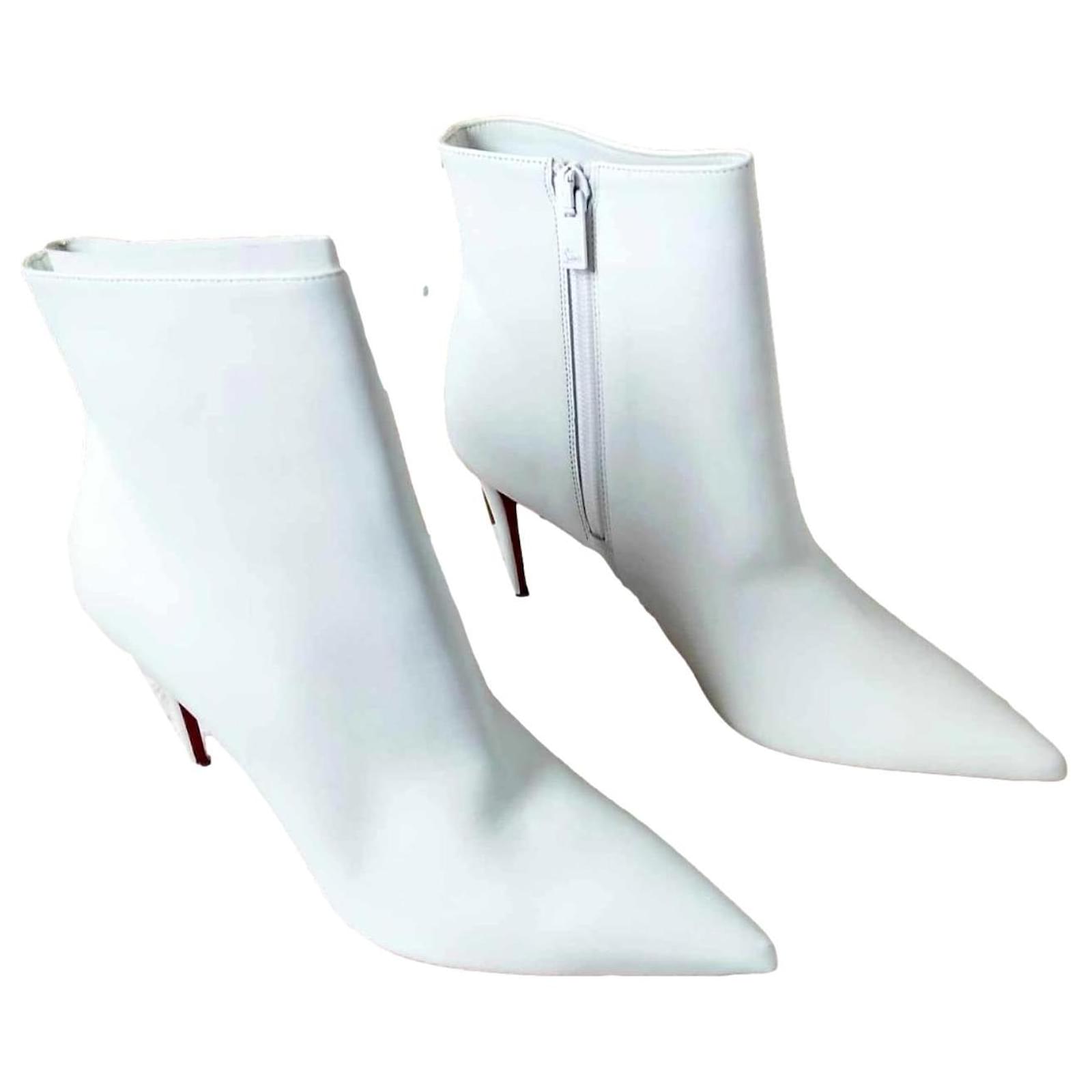 christian louboutin white booties