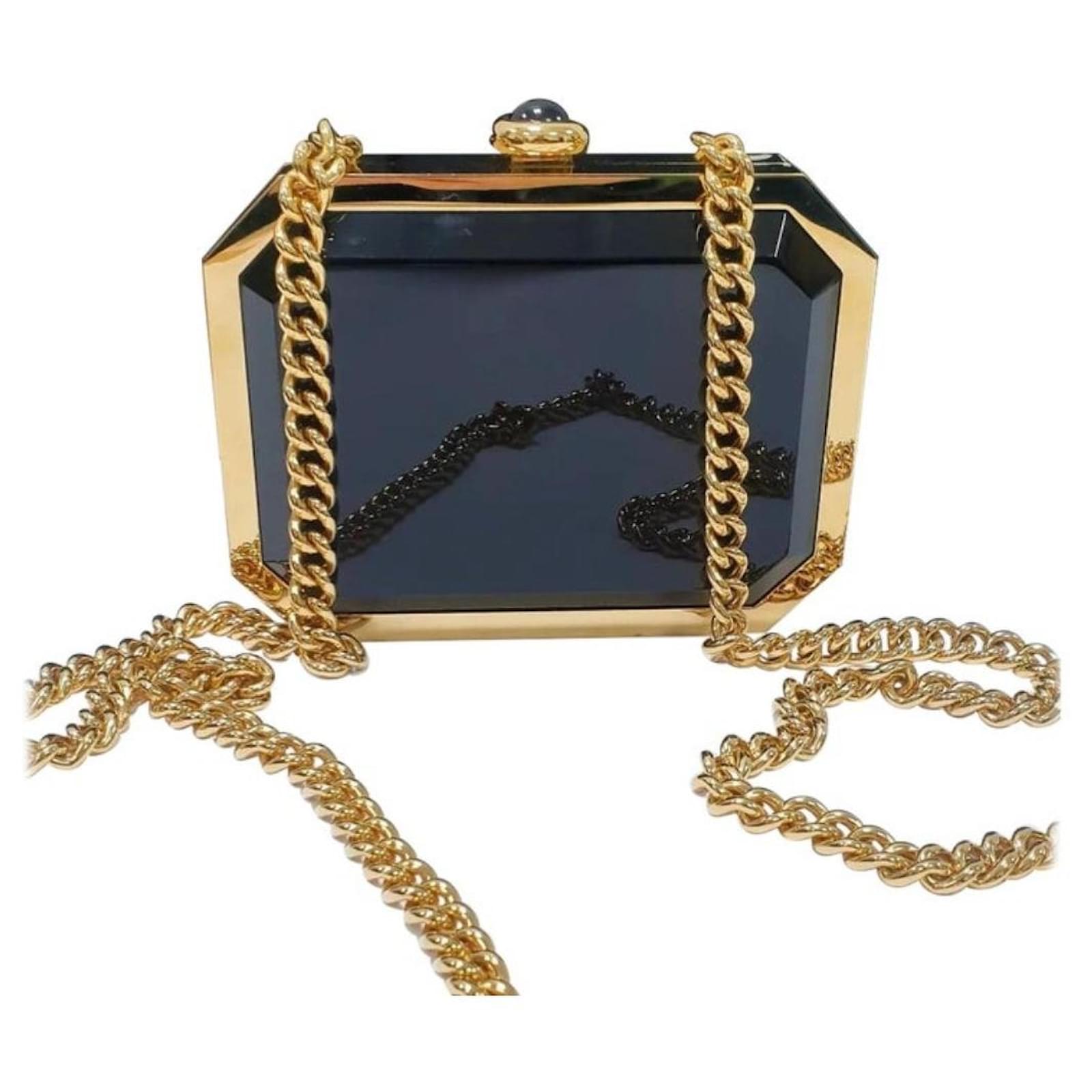 Chanel Premiere Watch Minaudiere Plexiglass Clutch Bag Golden