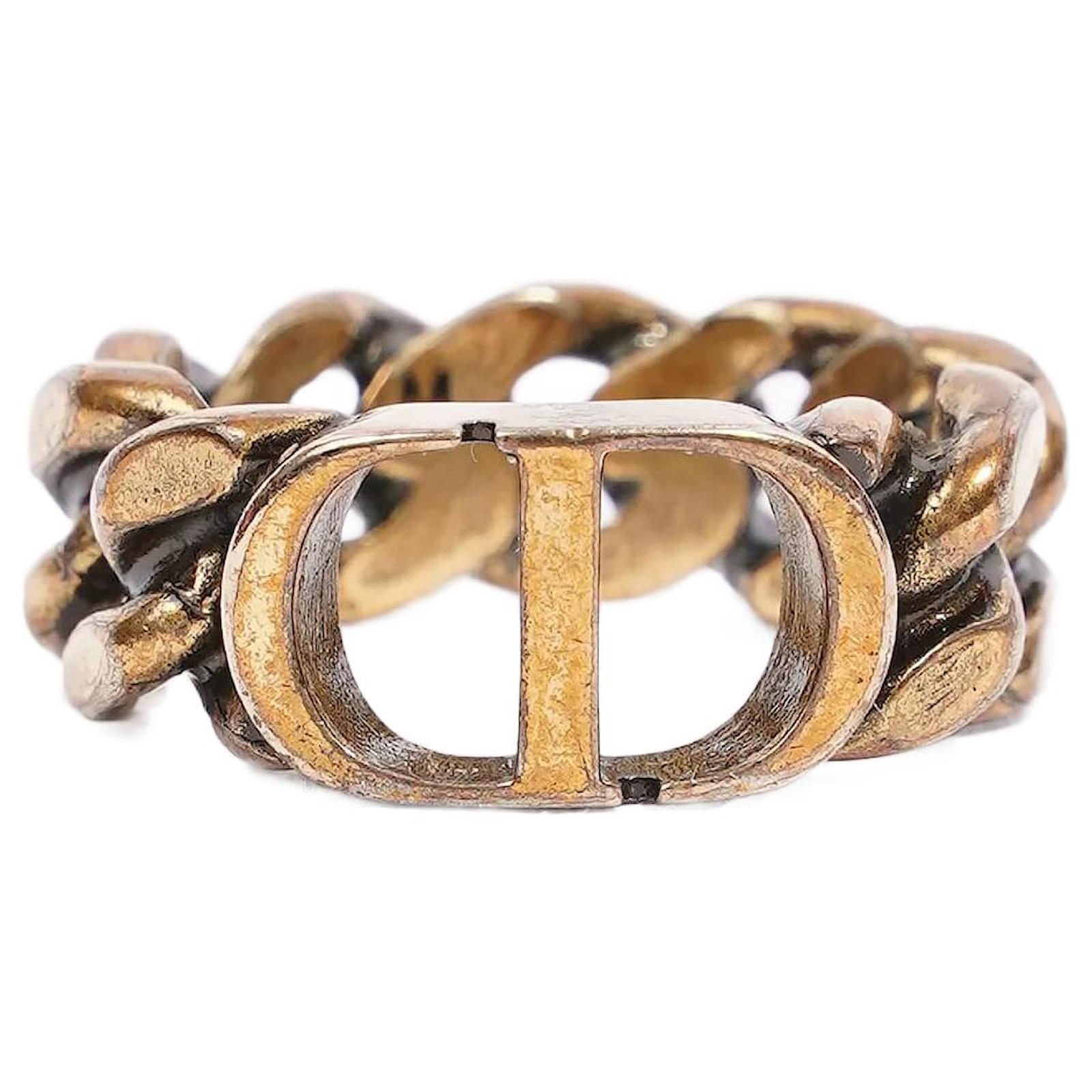 Christian Dior CD Chain Ring Gold Base Metal Medium Golden
