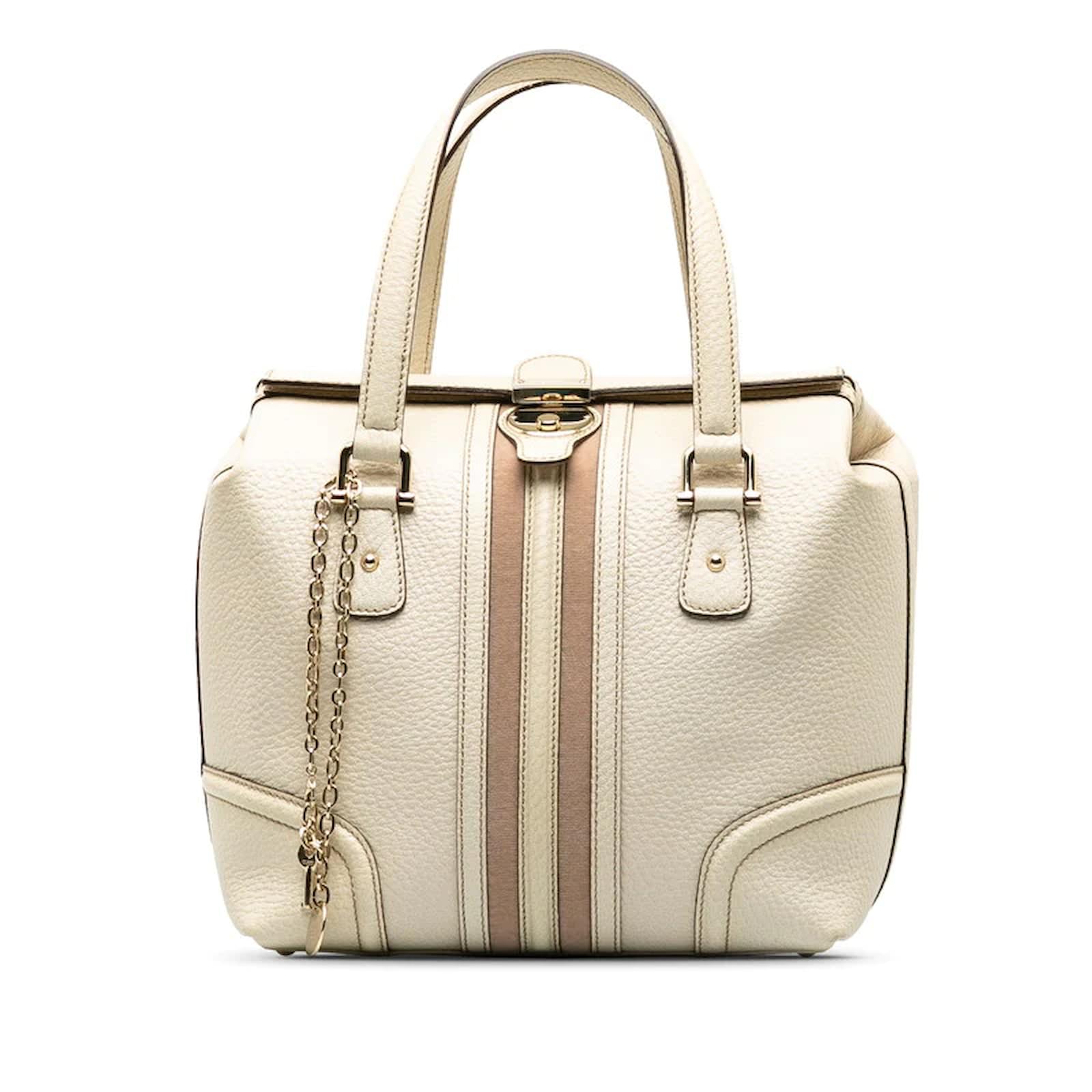 Gucci Leather Treasure Boston Bag 146002 White Pony style calfskin