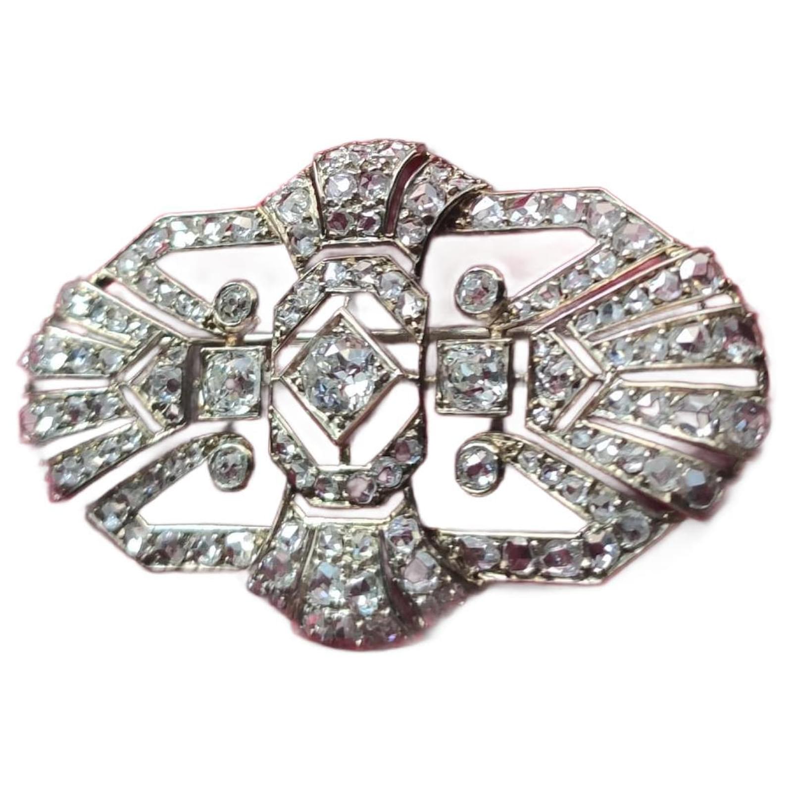 Spilla Art Nouveau in argento con donna e profilo - Catawiki