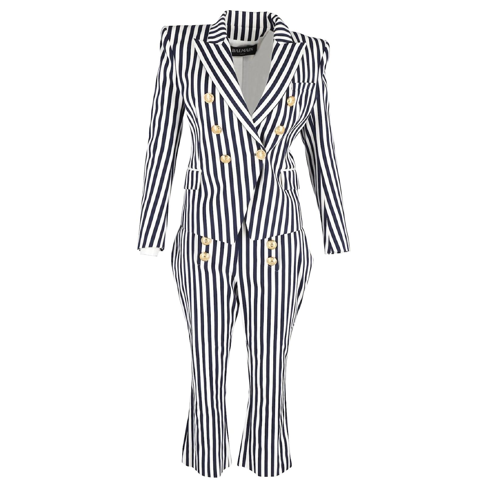 Balmain striped discount cotton blazer