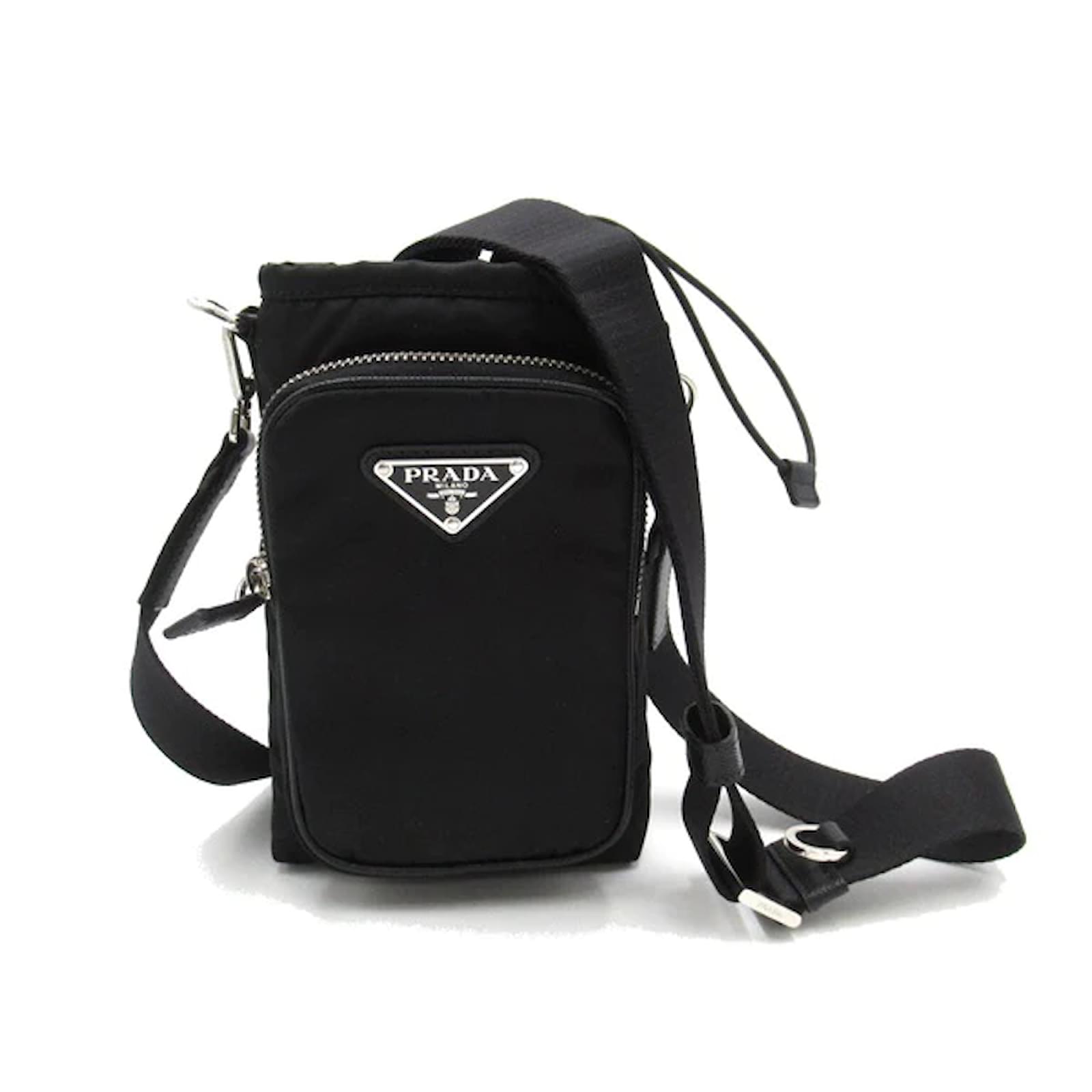 Prada Tessuto Phone Drawstring Crossbody Bag 2zh155 Black