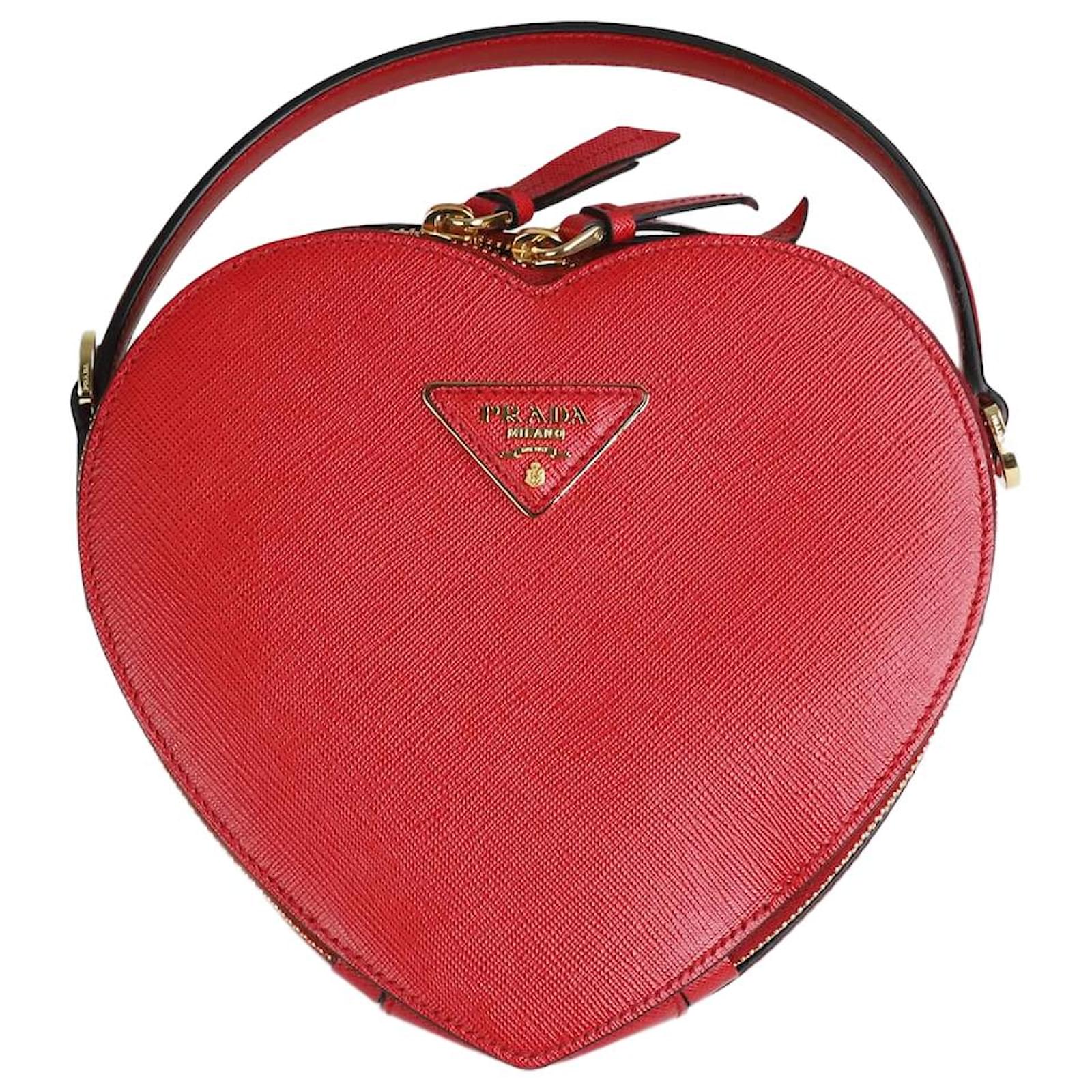 Prada Red Saffiano Love Heart bag Leather ref.1184467 Joli Closet