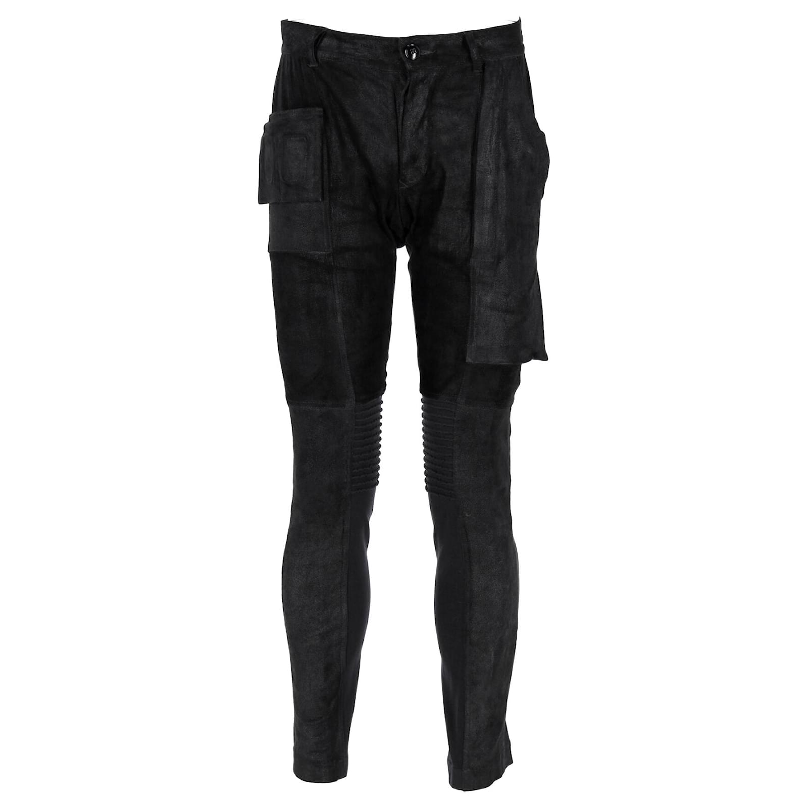 Rick Owens DRKSHDW Strap-Detail Biker Jeans in Black Cotton