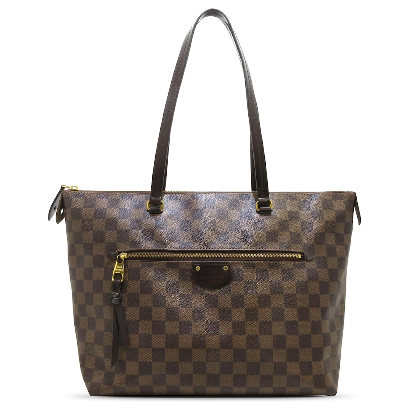 Louis Vuitton Brown Damier Ebene Iena MM Leather Cloth Pony-style ...