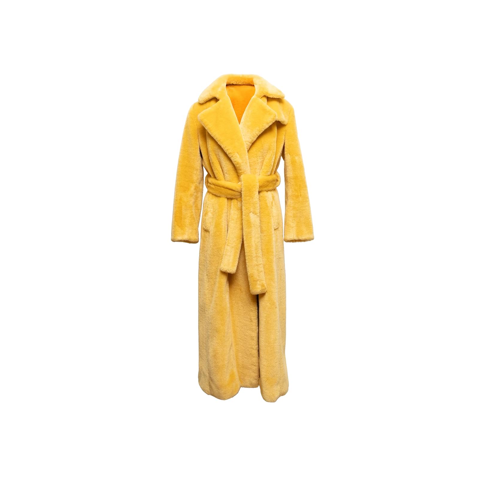 Autre Marque Yellow Maison Atia Genevieve Faux Fur Coat Size ref