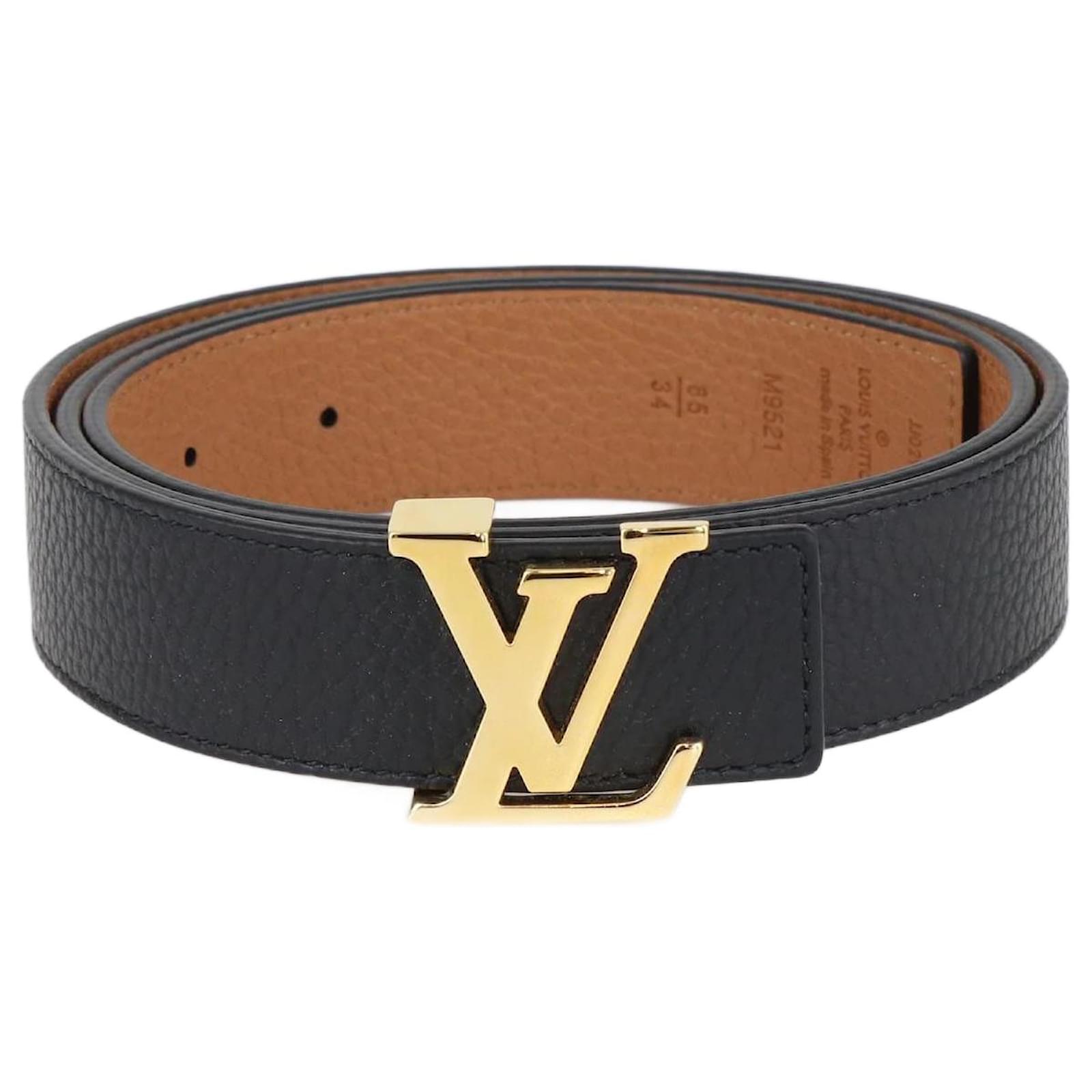 Louis Vuitton Black Slim LV Initiales Reversible Belt Leather ref