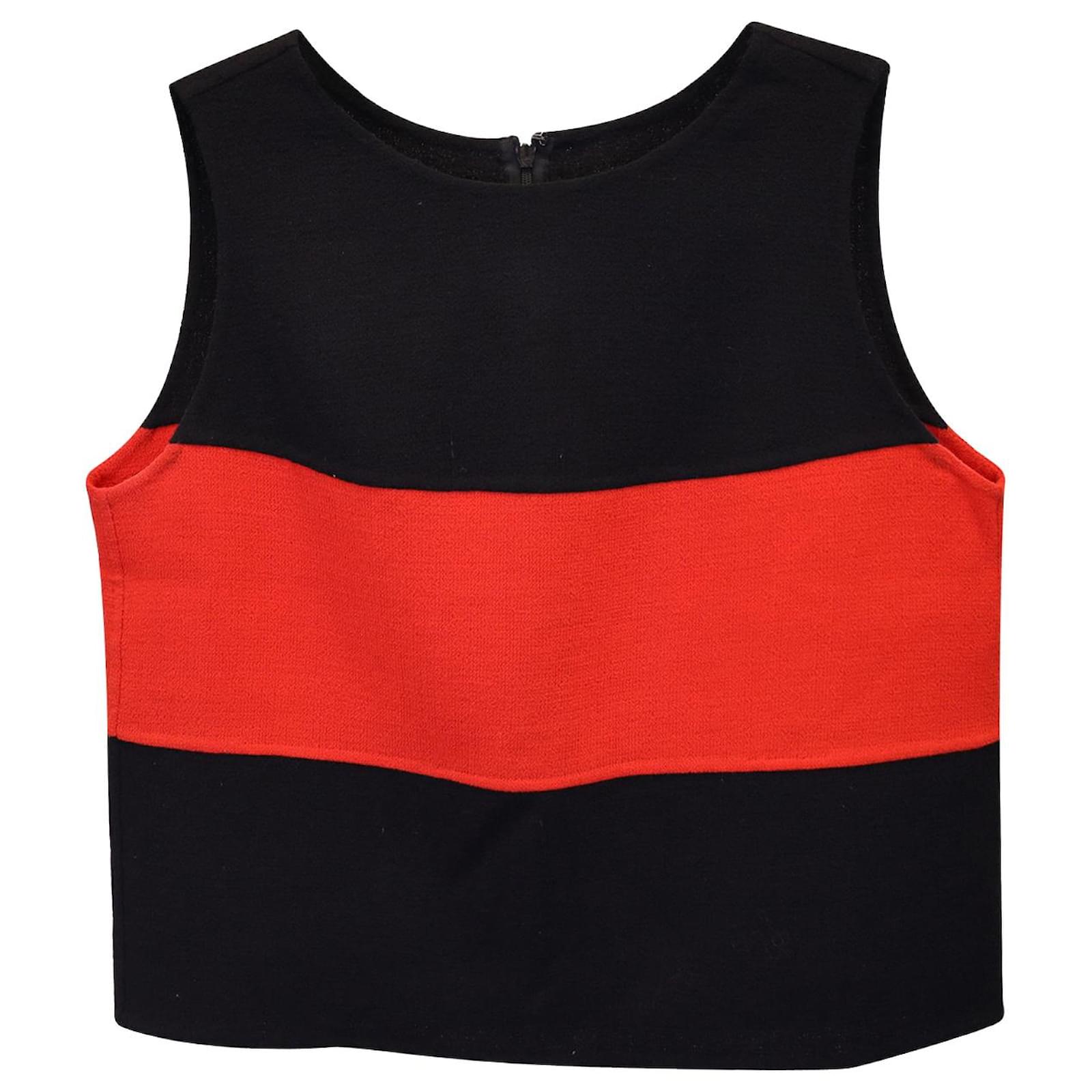 Giorgio Armani Armani Collezioni Crop Top in Red Wool Multiple