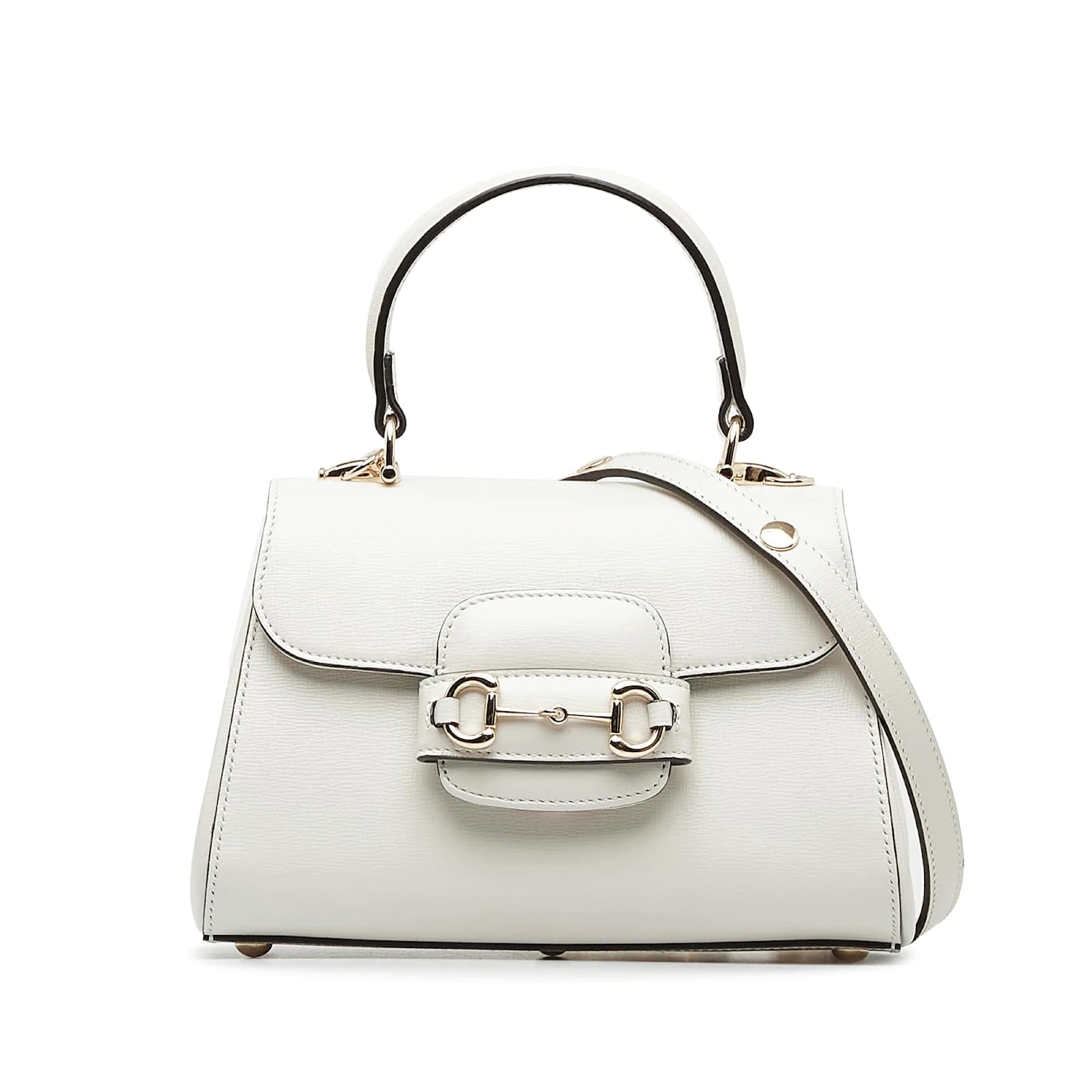 White Gucci Mini Horsebit 1955 Satchel Leather ref…