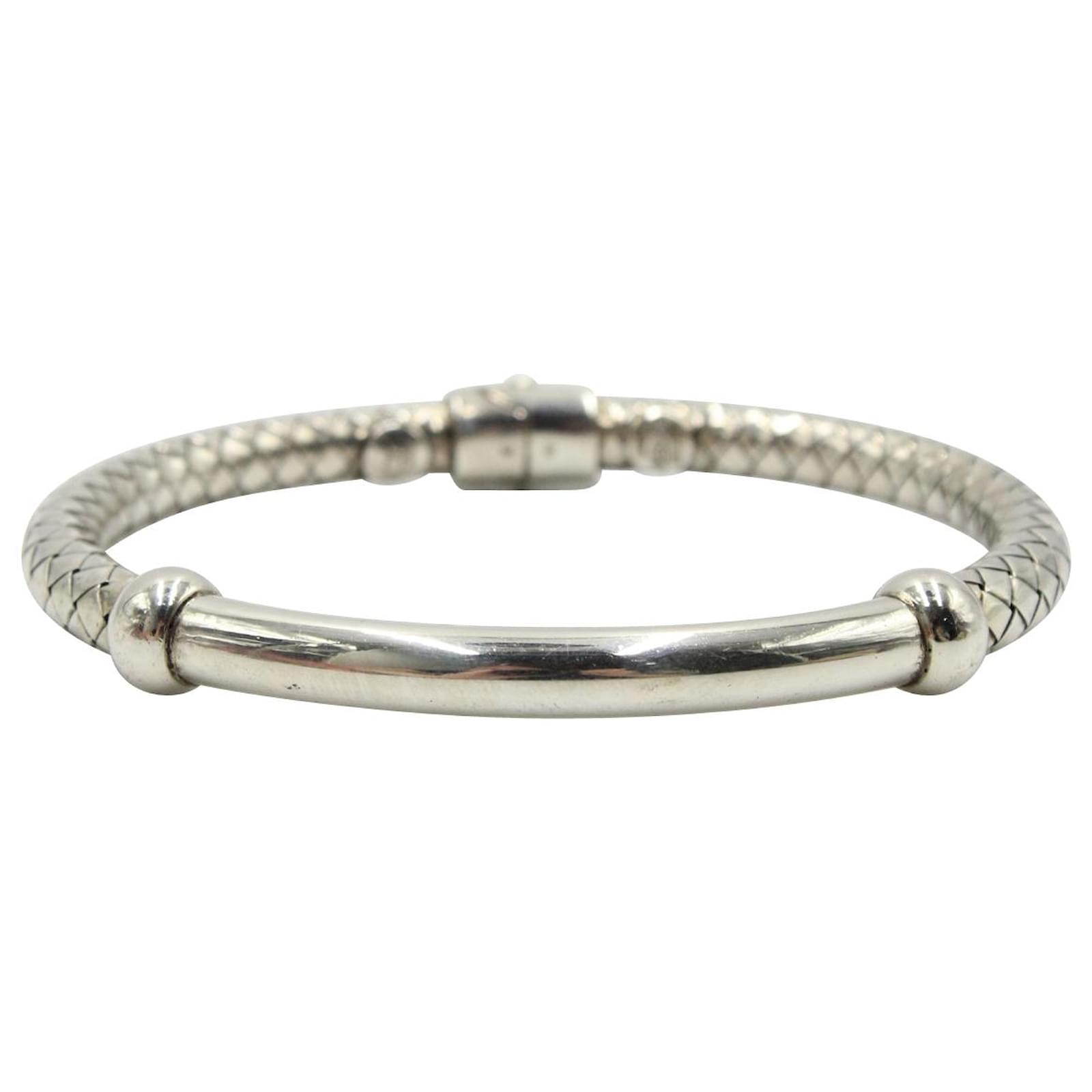 Bottega Veneta Intrecciato Bracelet in Silver Metal Silvery